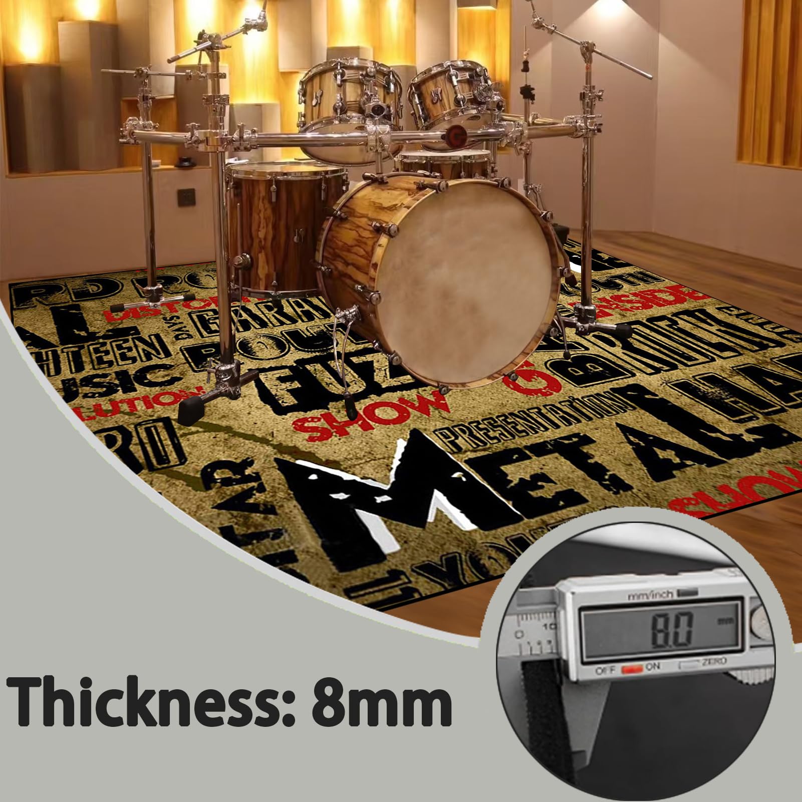 Tapis Batterie Acoustique Tapis de Tambour Insonorisé Moquette Antidérapant 100 x 80 cm Tapis Insonorisant pour Batterie électronique Accessoires de Batterie Instruments de Musique Tapis de Sol