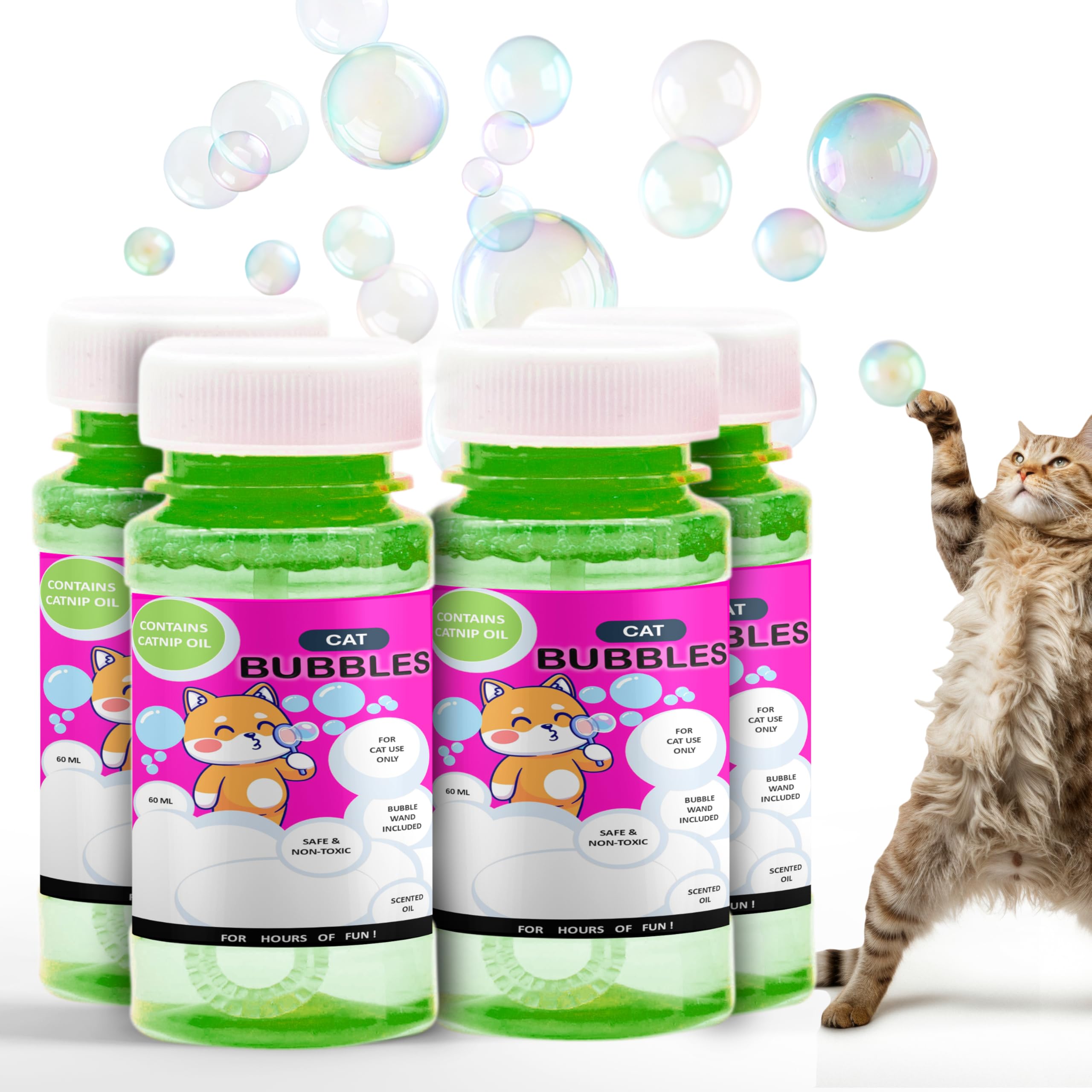 Petopedia 4x Catnip Bubbles for Cats and Kittens, Natural Catnip Oil, Safe Interactive Cat Bubble Toy