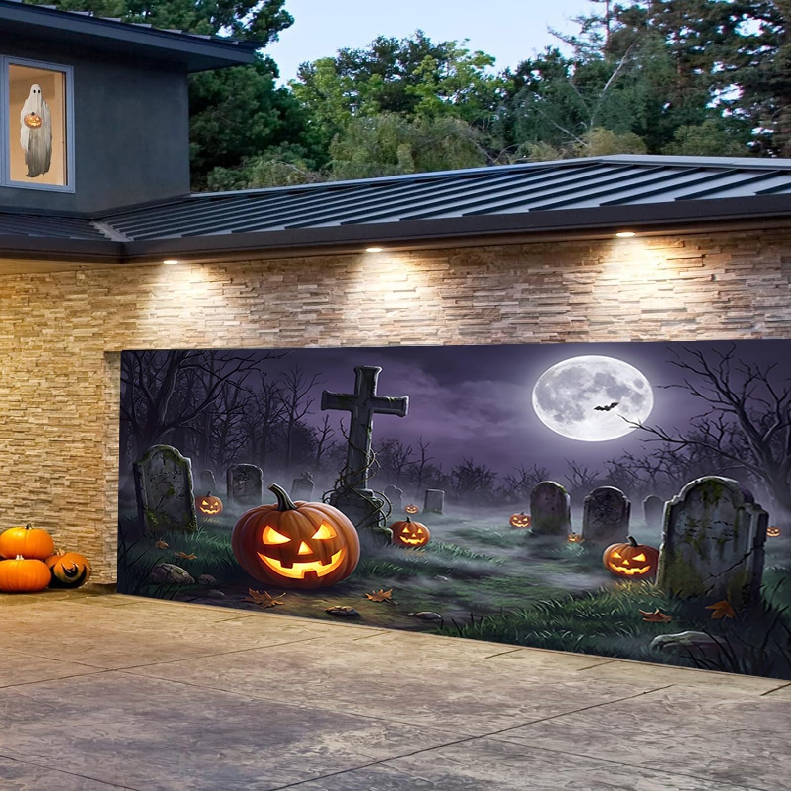 Halloween Baner Drzwi Garażowych, Duże Wiszące Tło