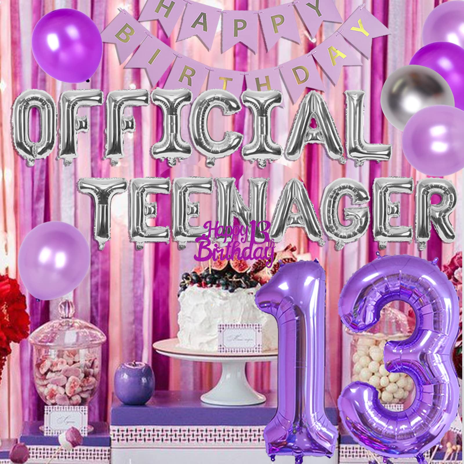 Tiener Banner Zwart Goud TRANKIELO® - Complete 13e Verjaardag Decoratie Set Voor Meisjes – Rosé Feestdecoratie 13 Jaar