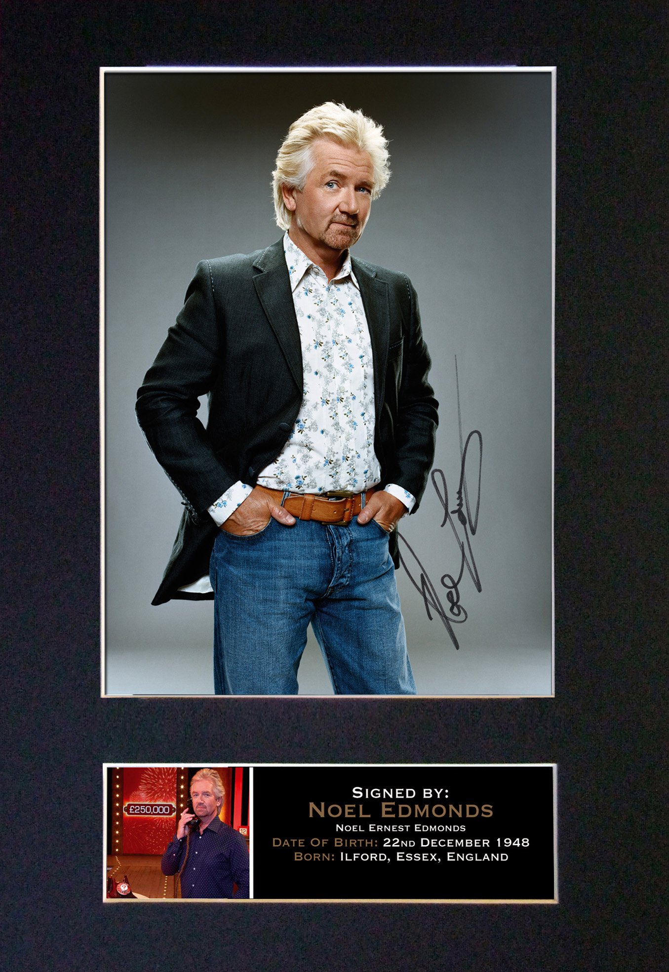 The Autograph Collector Gold,Black Noel Edmonds Signed Autograph Mounted Photo Reproduction Print A4 Rare Perfect Birthday (297 X 210Mm) #132 (Not Framed)
