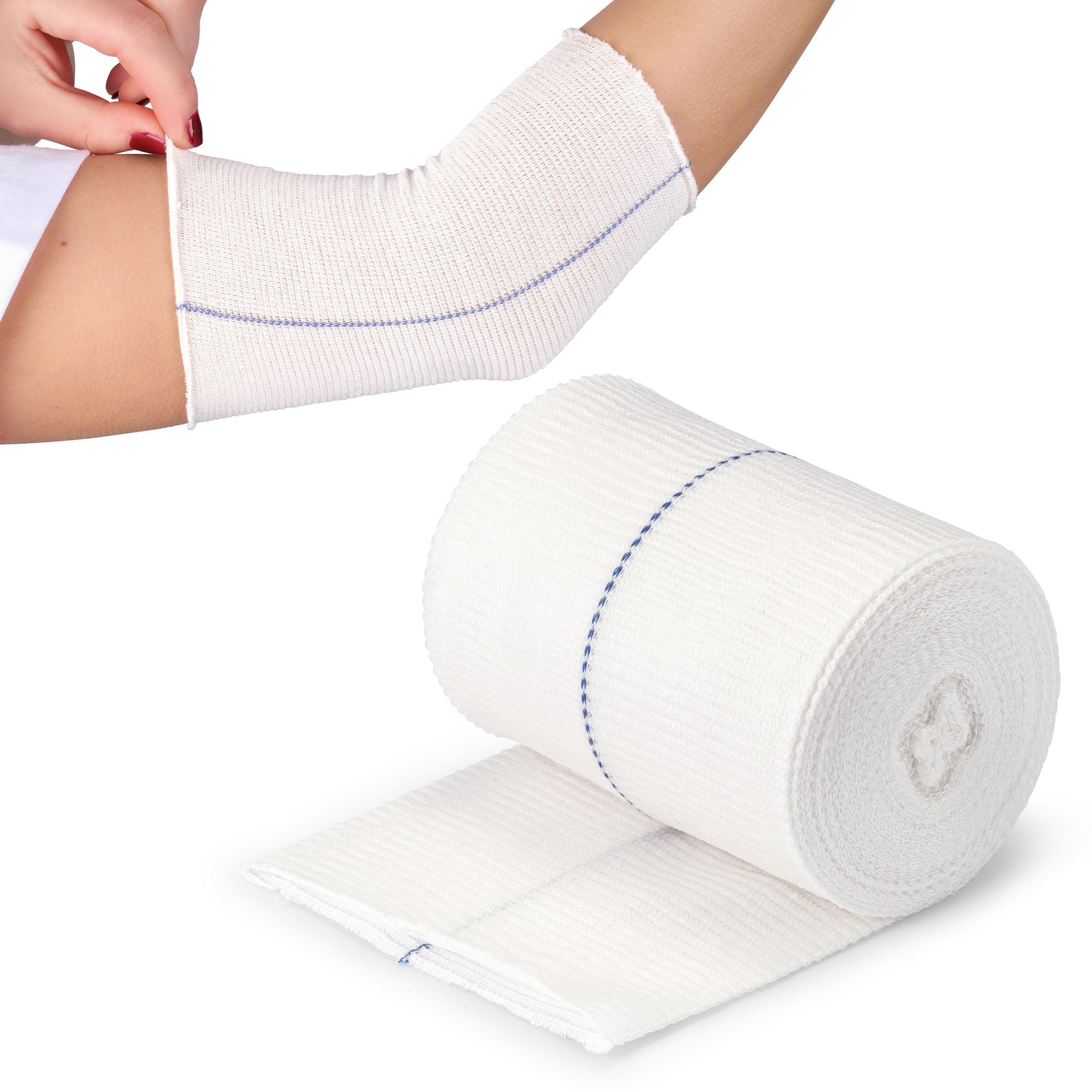 Elastic Bandage Roll - Viscose Tubular Dressing 5m x 7.5cm - Soft, Strong, 2-Way Stretch for Easy Application