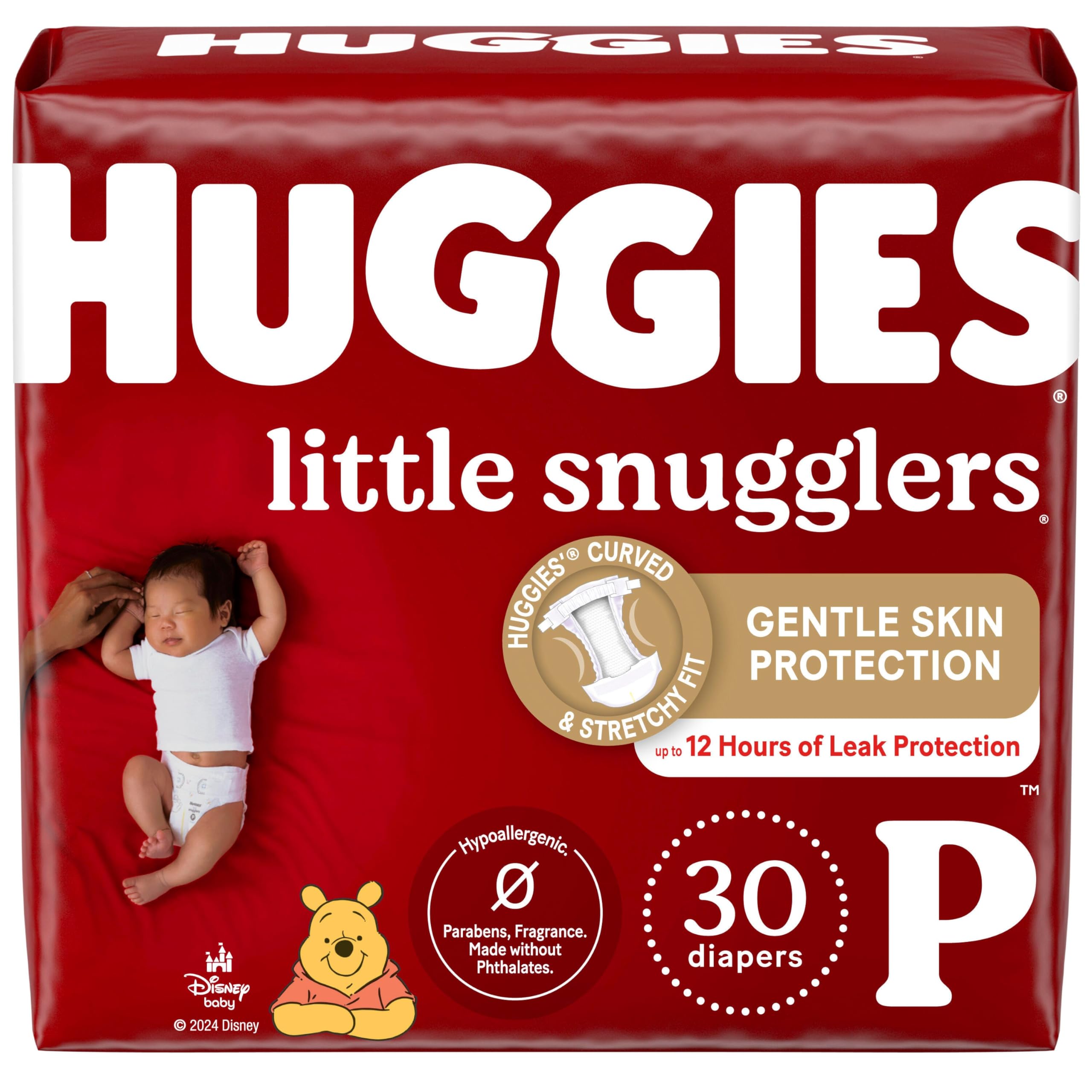 Huggies Newborn Diapers, Little Snugglers Baby Diapers, Size Preemie (up to 6 lbs), 30 Count