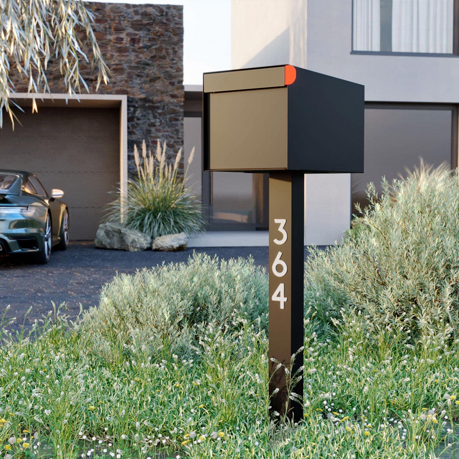 Buzón de Correos, diseño americano Buzón de pie Americano Negro - Bravios