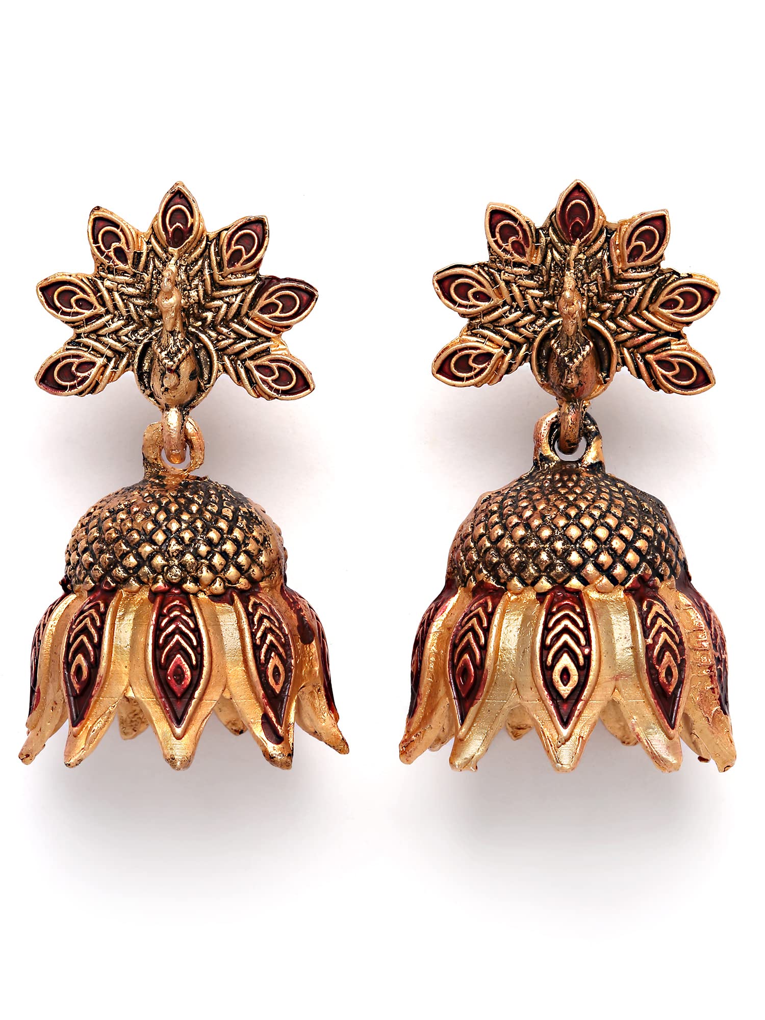 Karatcart Gold Plated Peacock Design Maroon Jhumki Earrings for Women (B0BG65JDCJ) Amazon Price History, Amazon Price Tracker
