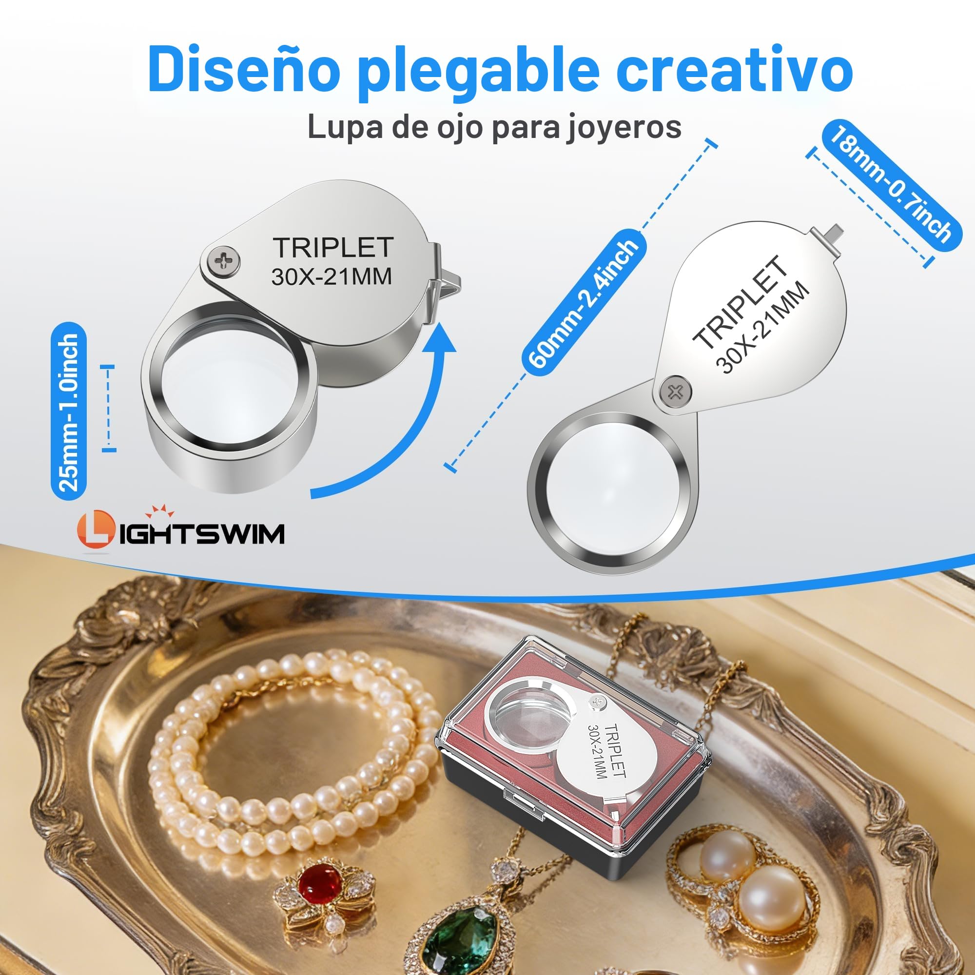 Lámpara de escritorio con lupa LED de 10 aumentos con abrazadera, lupa manos libres con 72 luces LED, 3 modos de color regulables, incluye dos lupas de joyería de 30 x 45 aumentos para trabajos