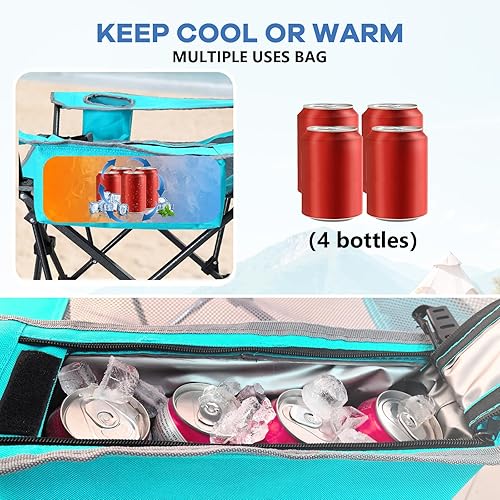 Miniatura 4 de POEPORE Paquete de 2 sillas reclinables de camping de 4 posiciones con reposapiés, cómoda para adultos, silla de playa plegable de malla de 265