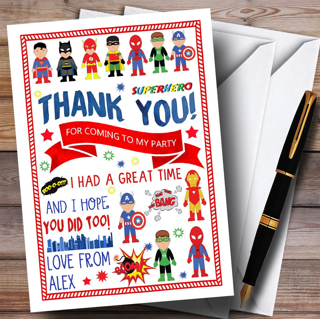 Amazon.com : Superhero Comic Party Thank You Cards : Office Products