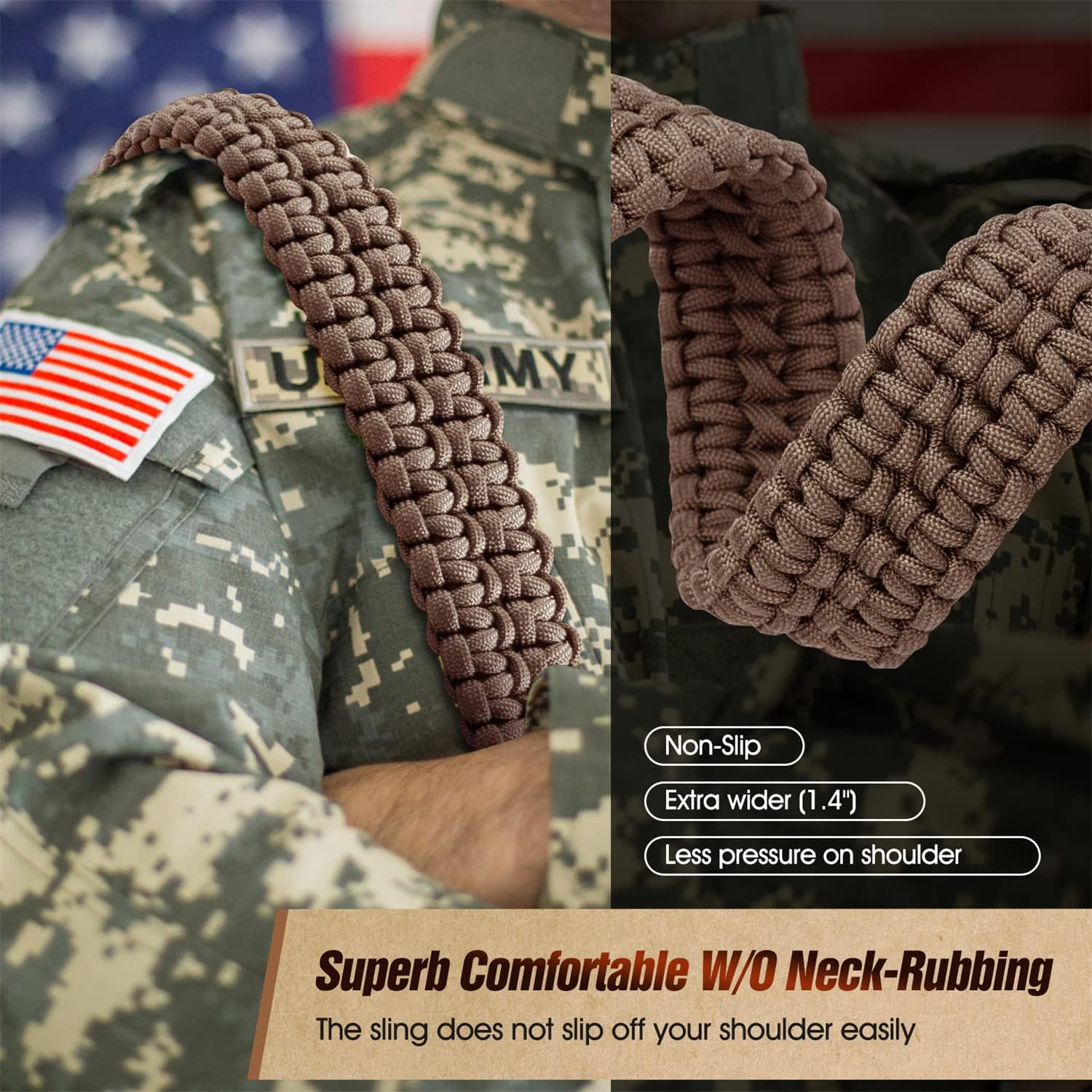 2 Point QD Sling, Two-Point Paracord Sling with Quick-Adjust Length Strap for Hunting and Outdoor