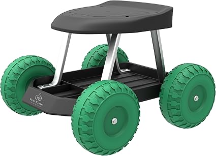 Amazon.com: Pure Garden 82-VY021 Cart Rolling Stool with Wheels Seat, and  Tool Tray for Weeding, Planting, or Lawn Care – Gardening Accessories and  Supplies, 17.5x19, Green/Black : Everything Else
