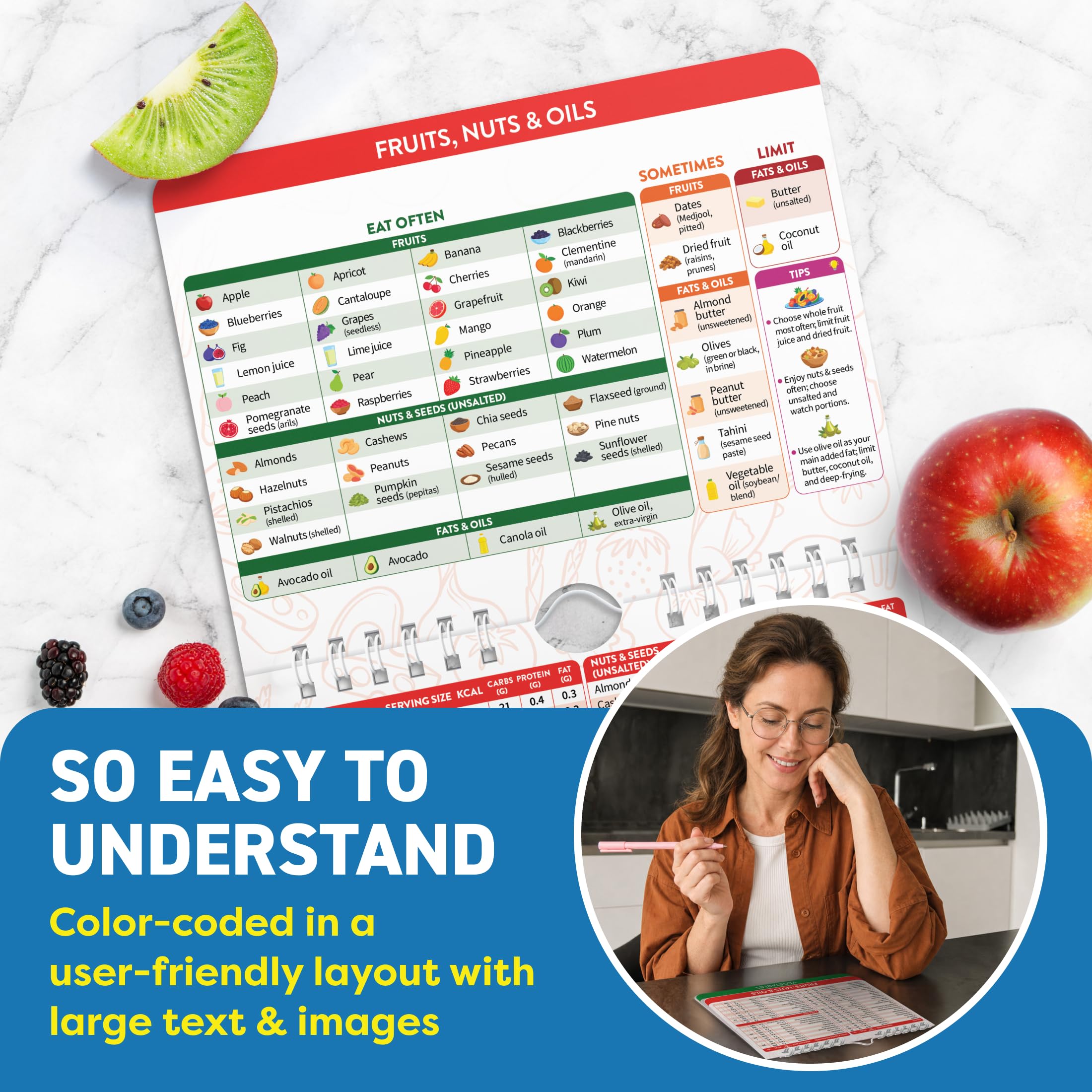 Mediterranean Diet Cookbook, Food List Book - Mediterranean Diet for Beginners & Seniors - 185 Food Items with Calories, Carbs, Protein, Fat - Healthy Eating Cookbook Essentials Meal Planner Guide view 3