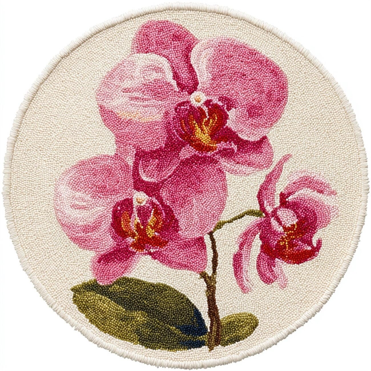 Kitquiver Rug Making Kit for Adults Pink Phalaenopsis Orchid 100x100cm