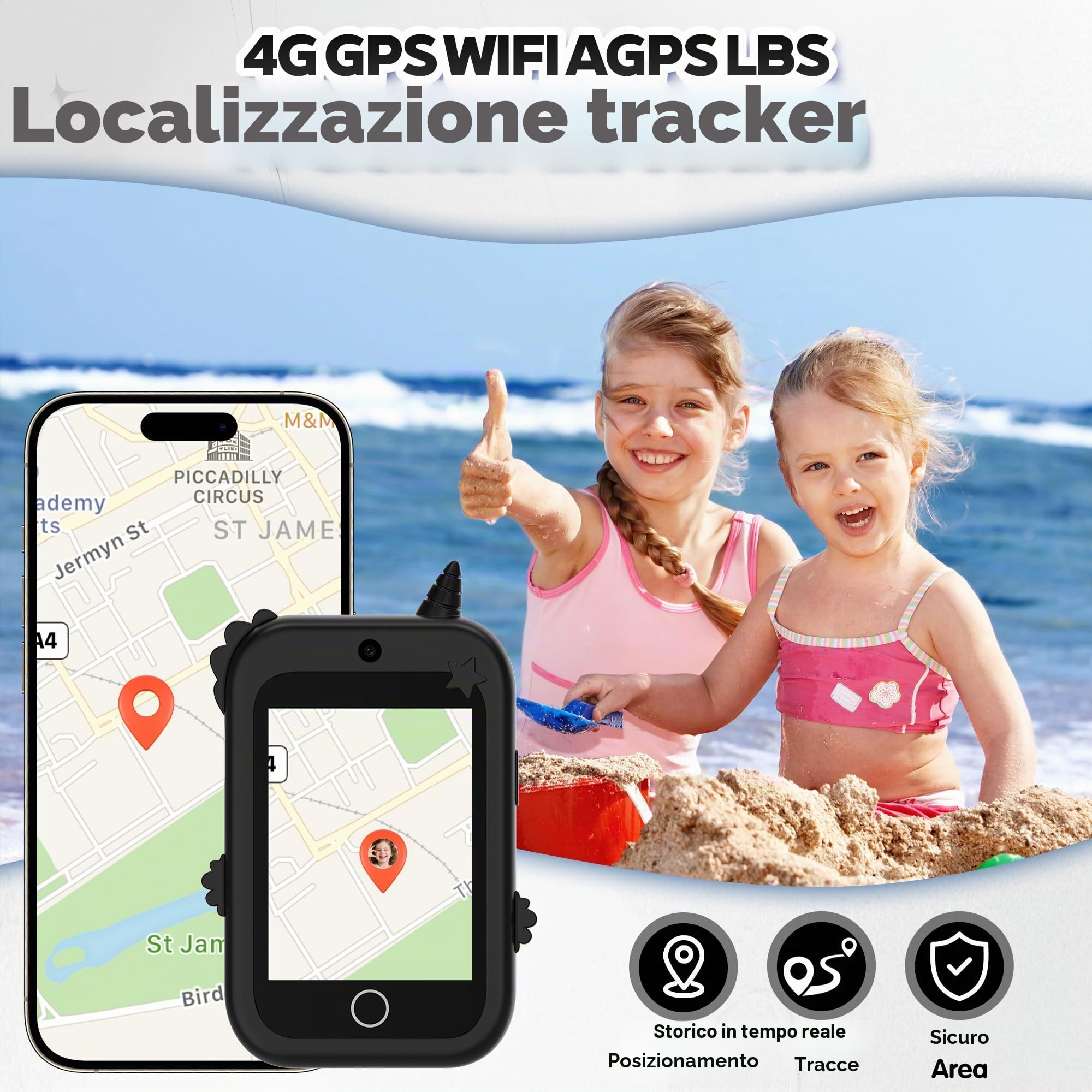 4G Telefono per Bambini GPS Videochiamata Chiamate Contapassi Fotocamera