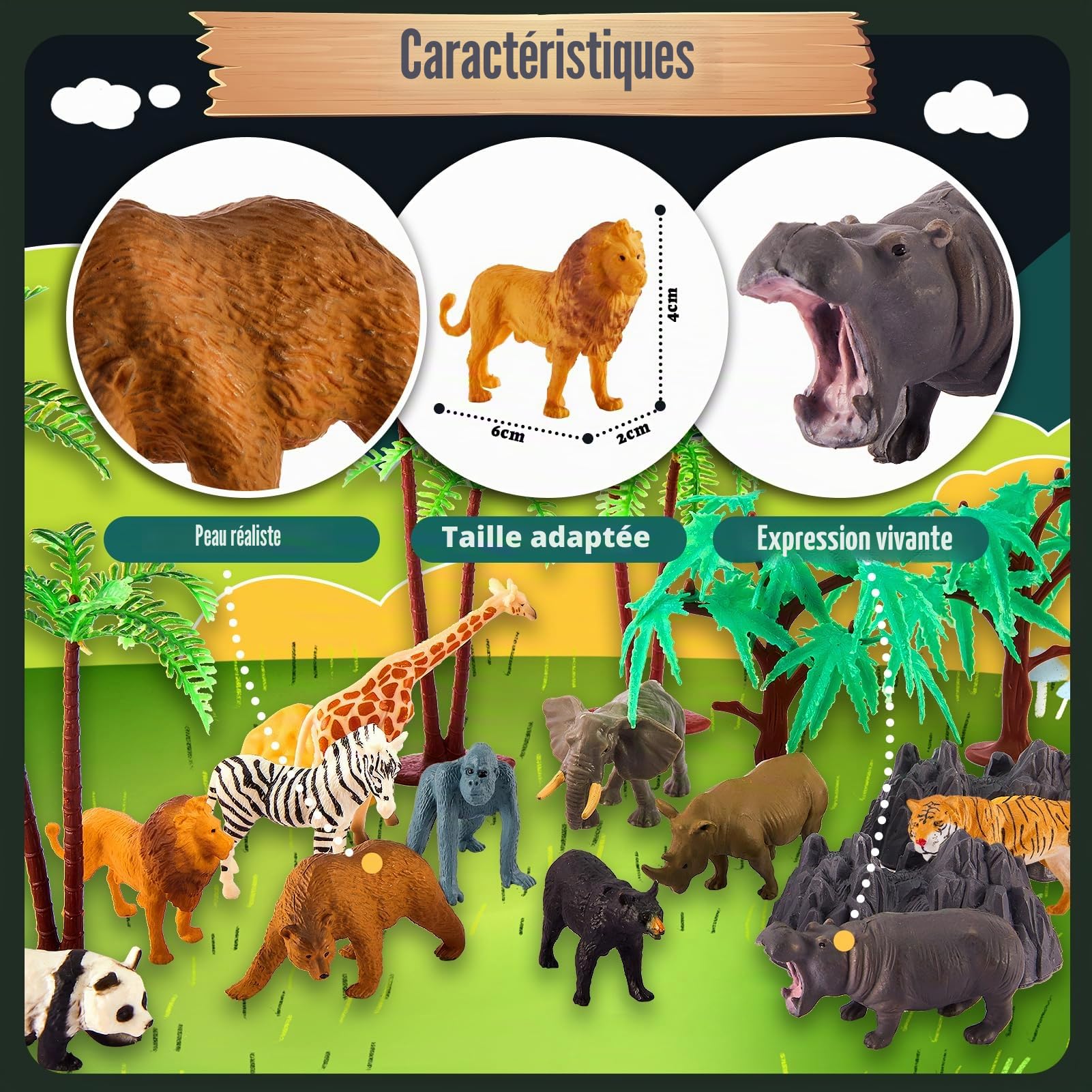 TOEY PLAY Jouet Figurines Animaux de la Ferme, Animaux Zoo, Dinosaure Jouet | 56 Pièces Mini Sauvages Savane Animaux Figure Ensemble de Jouets avec Malette, Jeux Cadeau pour Enfants 3 4 5 Ans