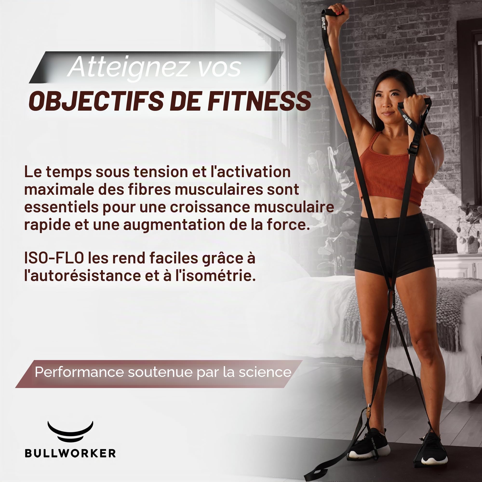 Bullworker ISO-FLO Sangles d'entraînement en Suspension - Appareil de Musculation Portable pour la Maison, idéal pour l'entraînement Complet du Corps, Exercices isométriques et Bandes de résistance