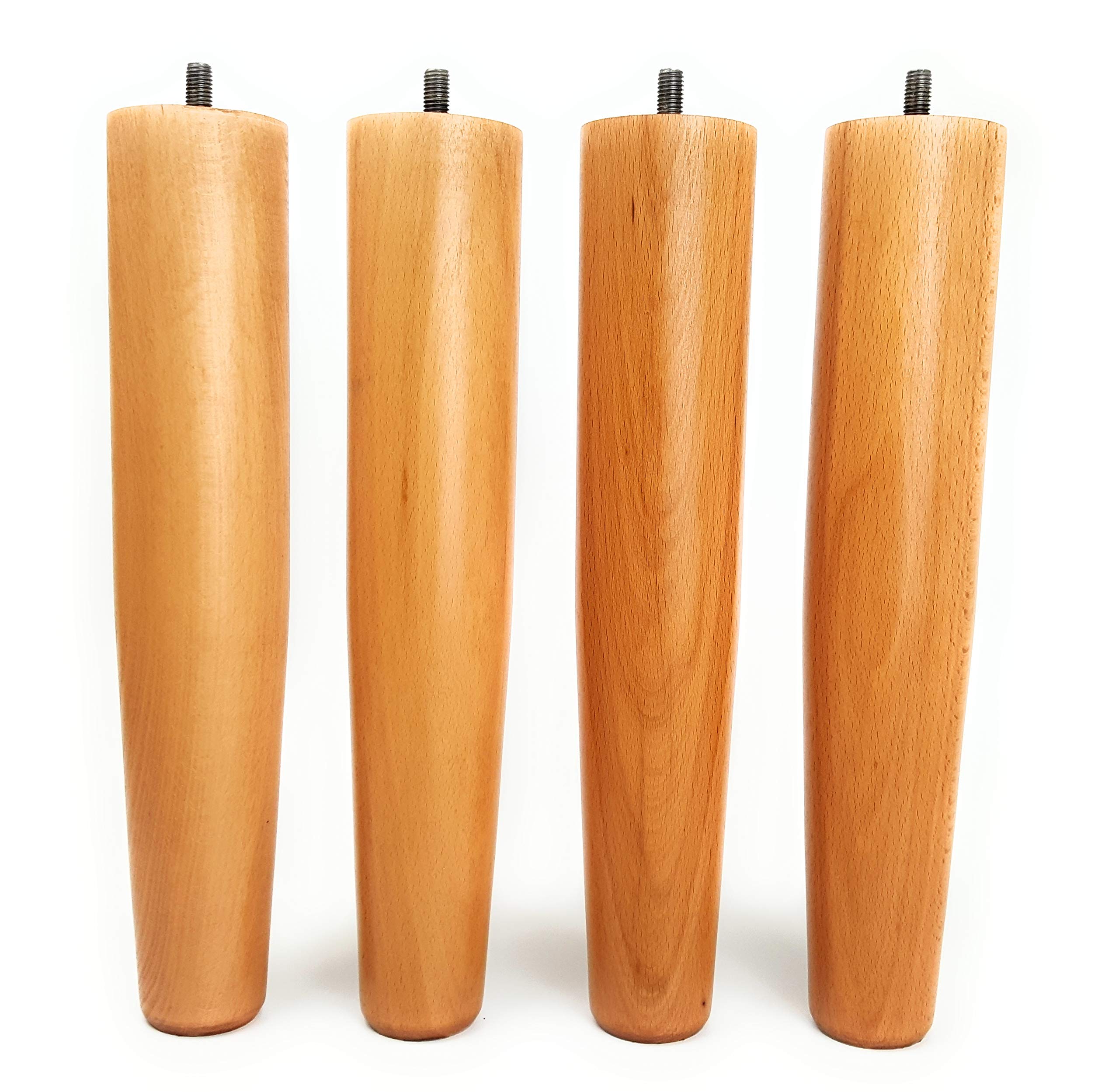 Margot Set di 4 Gambe cilindriche camaleontiche per Rete a doghe in Legno 7 x 7 x 20 cm, Legno, Nero, 7 x 7 x 20 cm