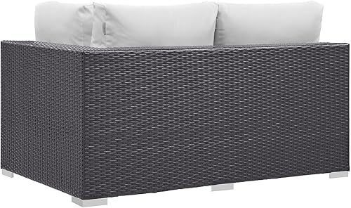 Vista 90 de Modway EEI-1911-EXP-ORA Convene - Muebles otomanos cuadrados de tela para patio, muebles de exterior, color naranja espresso Espresso Naranja