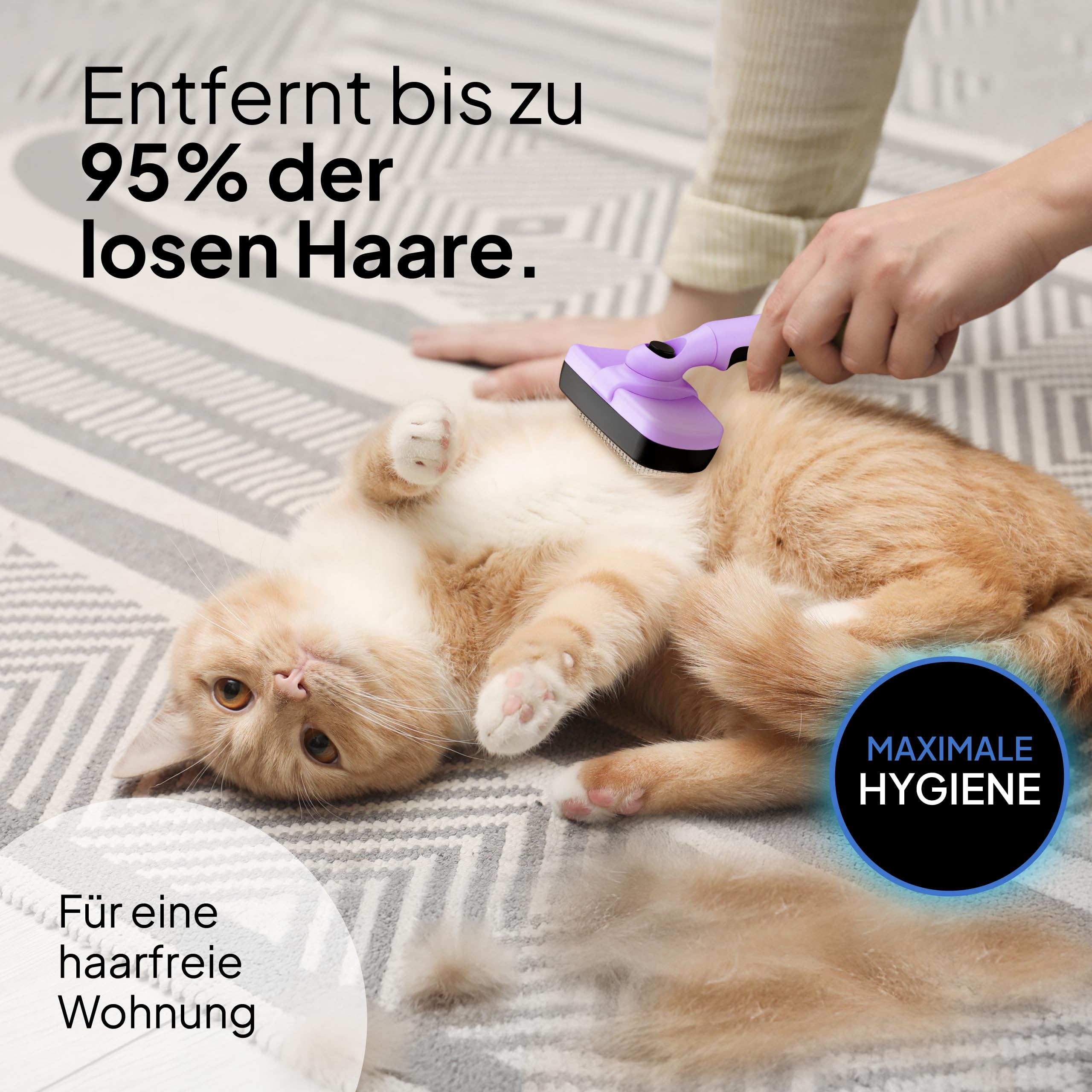 Pretty Paw Katzenbürsten Set mit Zupfbürste & Katzenkamm – Sanfte Fellpflege für Kurzhaar- & Langhaarkatzen, entfernt lose Haare und Unterwolle