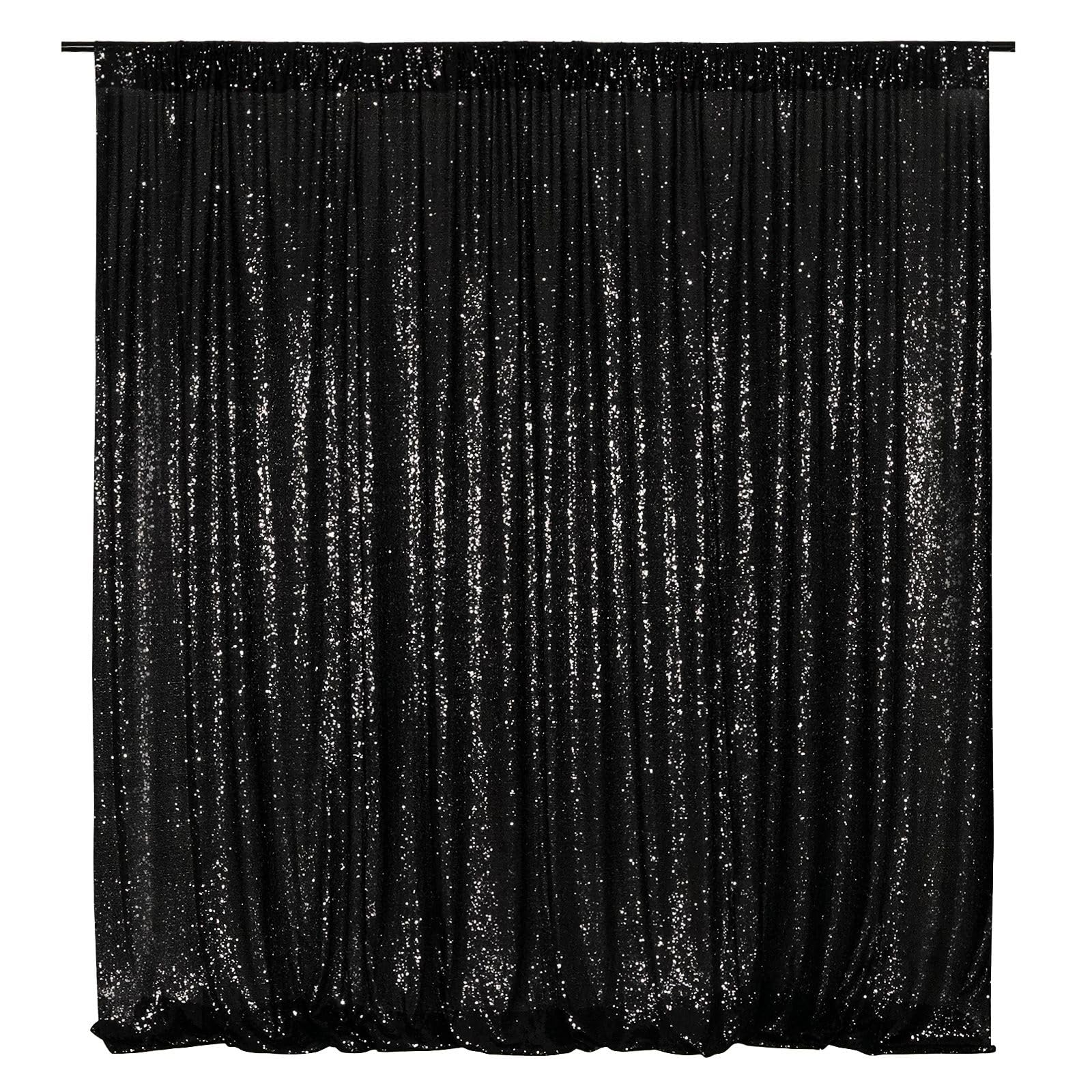 3E Home Black Sequin Backdrop,152x183cm(5Ftx6Ft) Glitter Photo Booth Background for Halloween Birthday Wedding Baby Shower Party Decoration