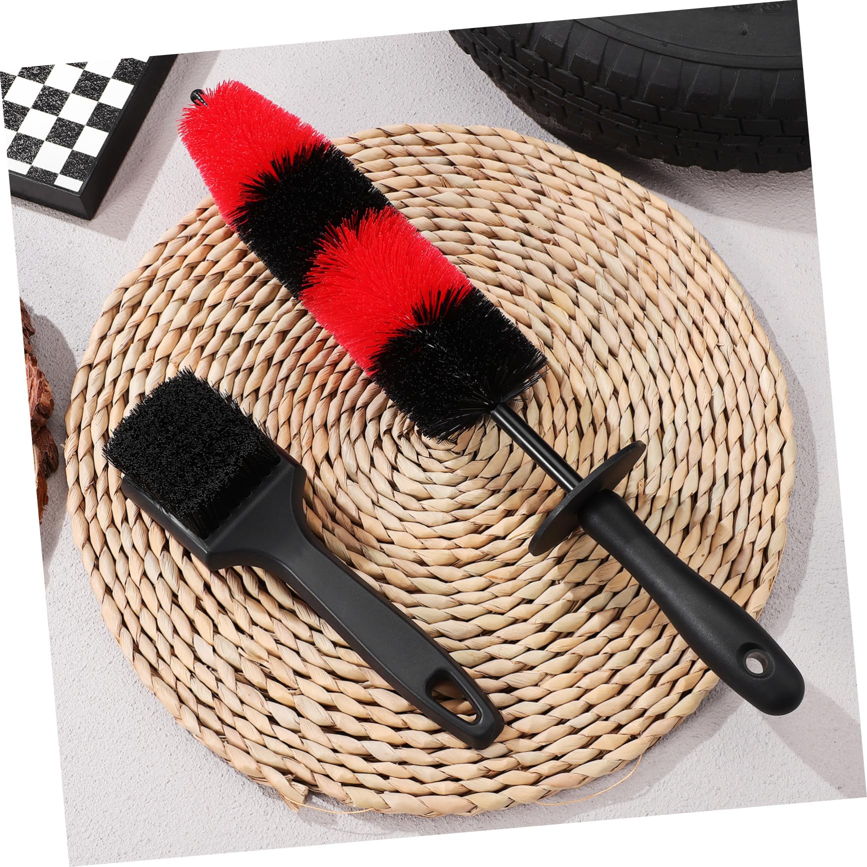 GLEAVI 2sets Spazzola per Pulizia Ruote e Pneumatici con Setole Resistenti Utensile Detailing per Auto Pulizia Professionale Cerchioni e Mozzi Strumento Versatile per Auto di Varie