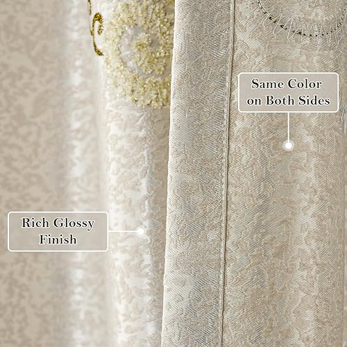 Miniatura 3 de Cortinas Vogol opacas, de chenilla, jacquard para ventana, cortinas elegantes, paño, tratamiento opaco para habitación, sal de estar, ojales