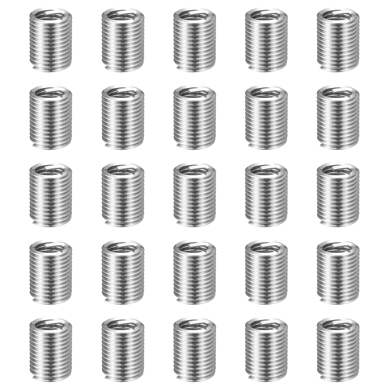 HARFINGTON 25pcs Wire Thread Repair Inserts M5 x 0.8 x 2.5D (12.5mm) Metric 304H Stainless Steel Helical Coiled Wire Screw Threaded Sleeve Sheath for Automotive Repairs