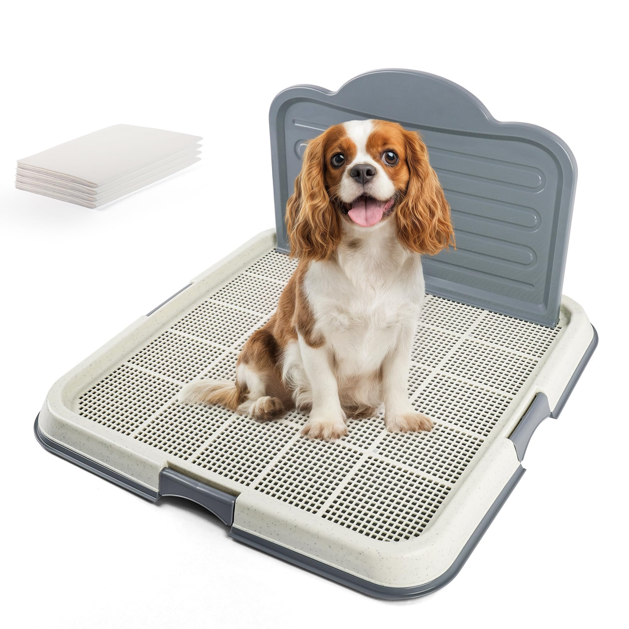 PAWISE Dog Pee Pad Holder Tray with Splash Guard, 23.6" Large Puppy Potty Training Pad Tray, Puppy Litter Box with High-Wall, Indoor Pet Toilet for Small to Medium Sized Dogs