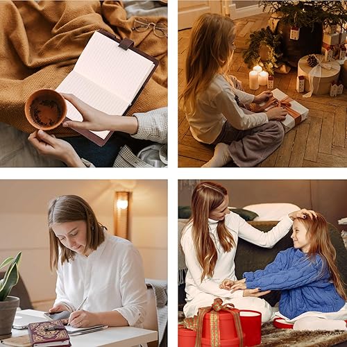 Miniatura 9 de CAGIE Diario con candado para mujeres y hombres, 224 páginas, diario vintage de cuero con cerradura, diario de bloqueo secreto personal recargable