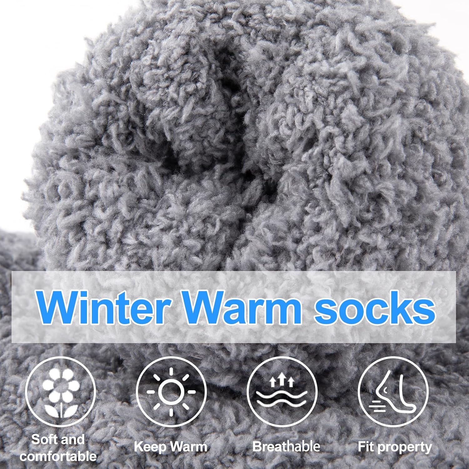 COOVAN Mens Fuzzy Socks Soft Cozy Slipper Fluffy Winter Warm Fleece Socks for Men Plush Sleeping 5 Pairs - Image 6