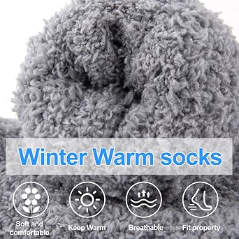 COOVAN Mens Fuzzy Socks Soft Cozy Slipper Fluffy Winter Warm Fleece Socks for Men Plush Sleeping 5 Pairs