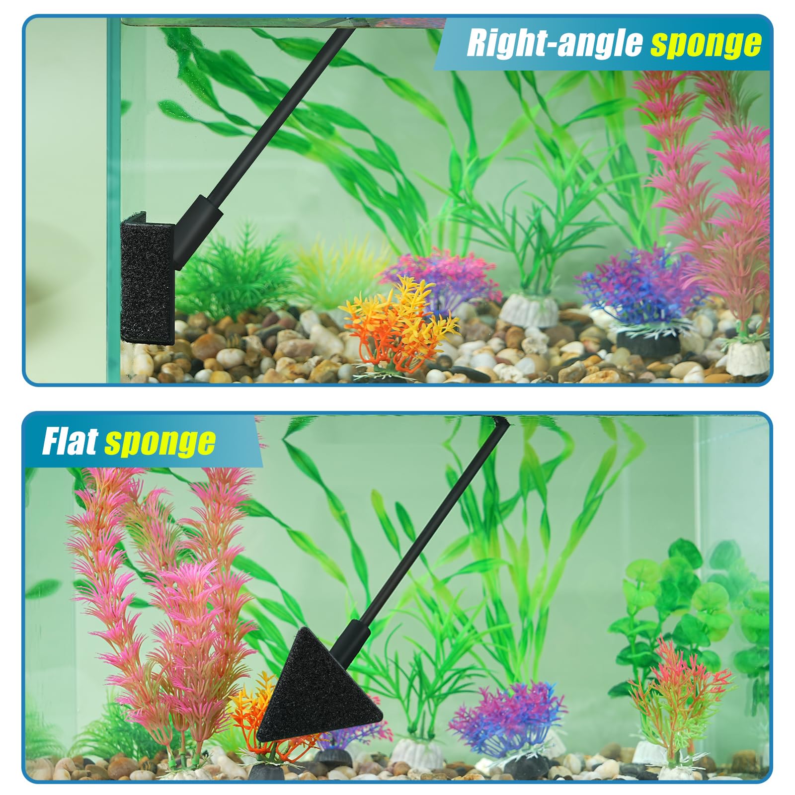 AQUANEAT Kleiner Aquarium-Reiniger, Aquarium-Reinigungswerkzeuge, 3-in-1-Glasreiniger mit Algenschaber, Schwammbürste, für kleine Nano-Tanks bis zu 3 Liter