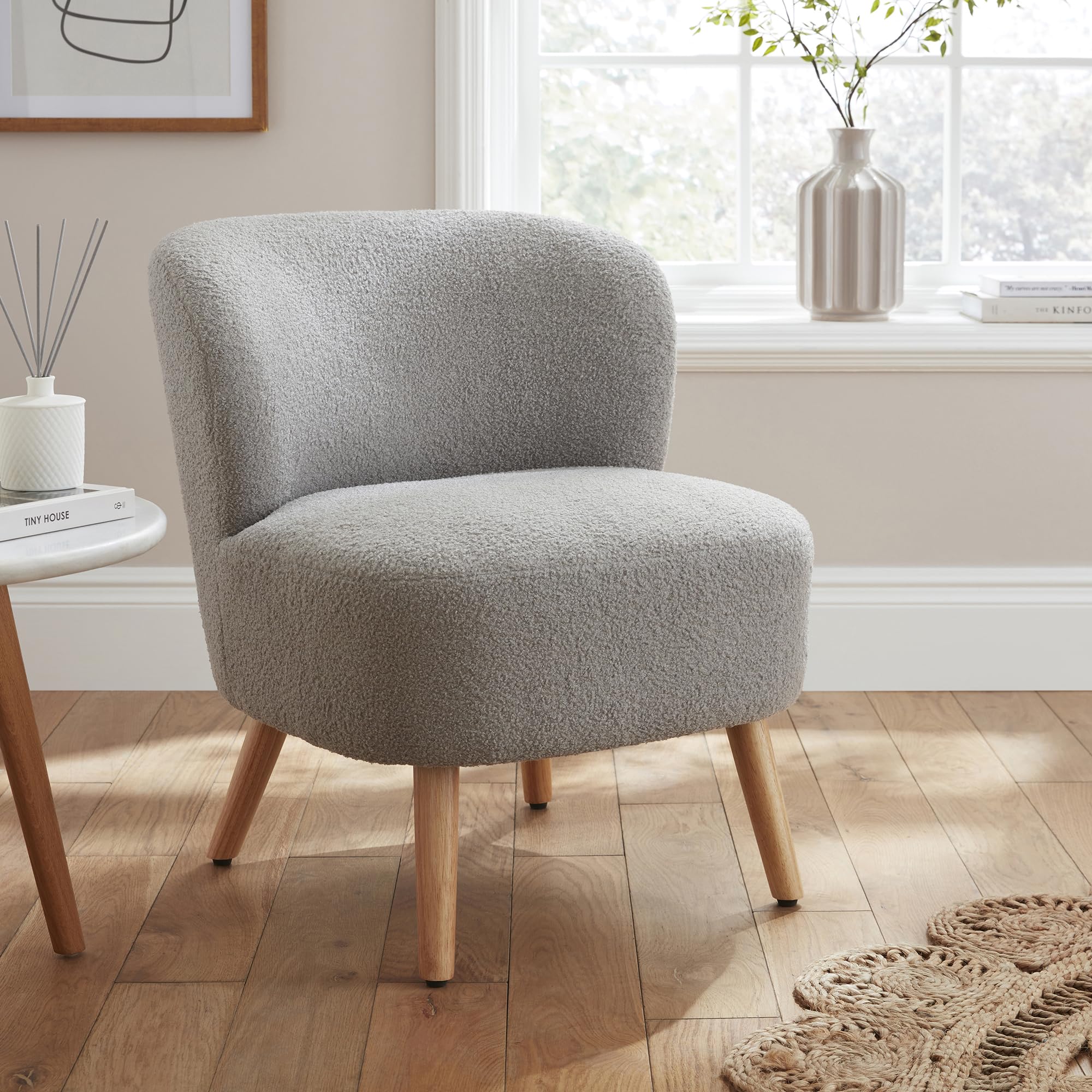 GFW Evie Boucle Grey Fabric Accent Chair