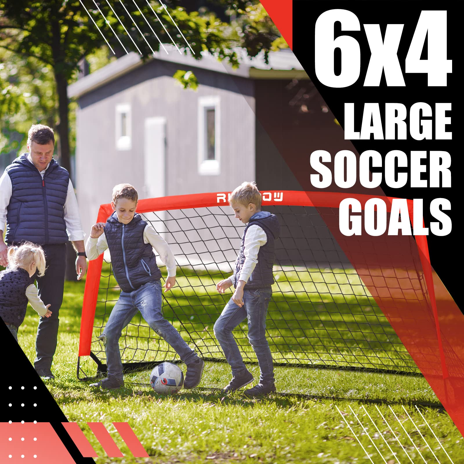 Porta da calcio per bambini da 1,8 x 1,2 m, con borsa per il trasporto, rete da calcio pieghevole portatile per allenamento in cortile, uso interno/esterno, per giovani e adulti