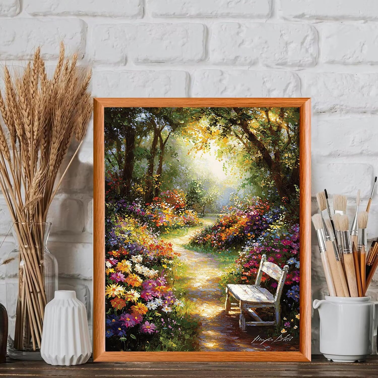 WEISHIWE Malen nach Zahlen Erwachsene Gartenlandschaft, 70x90cm x-463 | Handgemalt Ölgemälde Kit für Mädchen Jungen ab 7 8 9 Jahre, Rahmenlos, für die Wanddekoration zu Hause, DIY Acrylmalerei