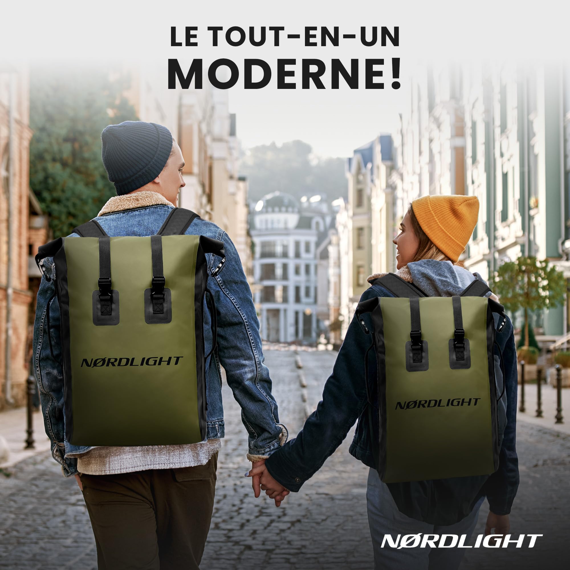 Nordlight Sac à dos étanche Dry Bag 35l - Roll Top Sac à Dos Avec Bandoulière Rembourrée, Sac à Dos Vélo, Sac à Dos Coursier, Trekking, Pêche