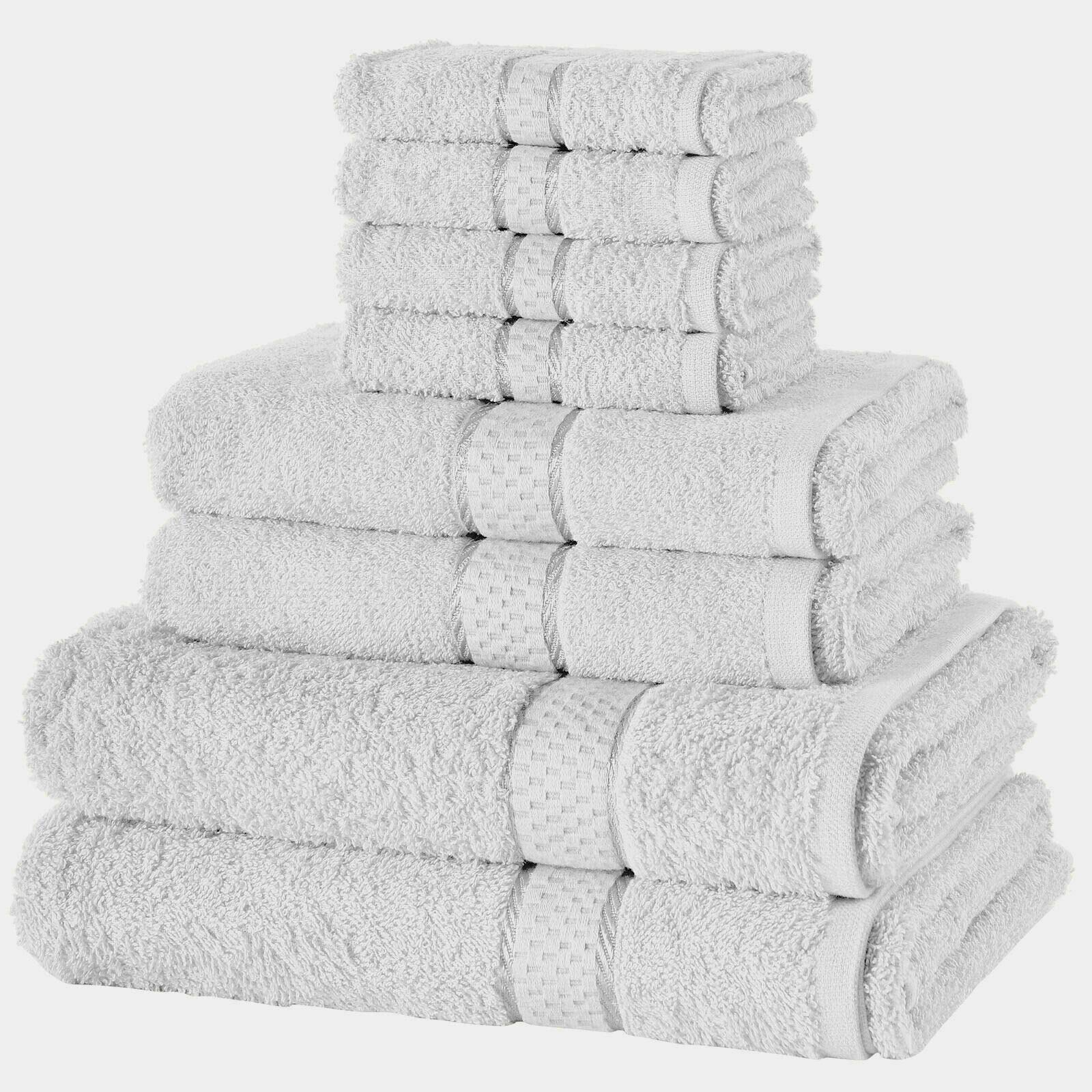 ARI Traders Luxury Egyptian Cotton Towels (8-Piece Set) Soft, Absorbent Comfort Plush Hotel Quality Sheet 4 Face 2 Hand 2 Bath Towel Men, Women, Kids Machine Washable-600 GSM (White)