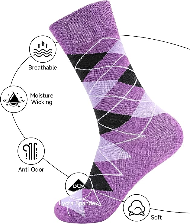 Forony Mens Dress Socks Size 8-13 Lightweight Anti Odor Combed Cotton