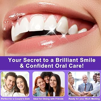 Purple Whitening Strips, 28 Piece Tooth Whitening Pack for 14 Treatments, 30 Minutes Fast Results, Non-Sensitive Formula, Safe & Non-Slip for All