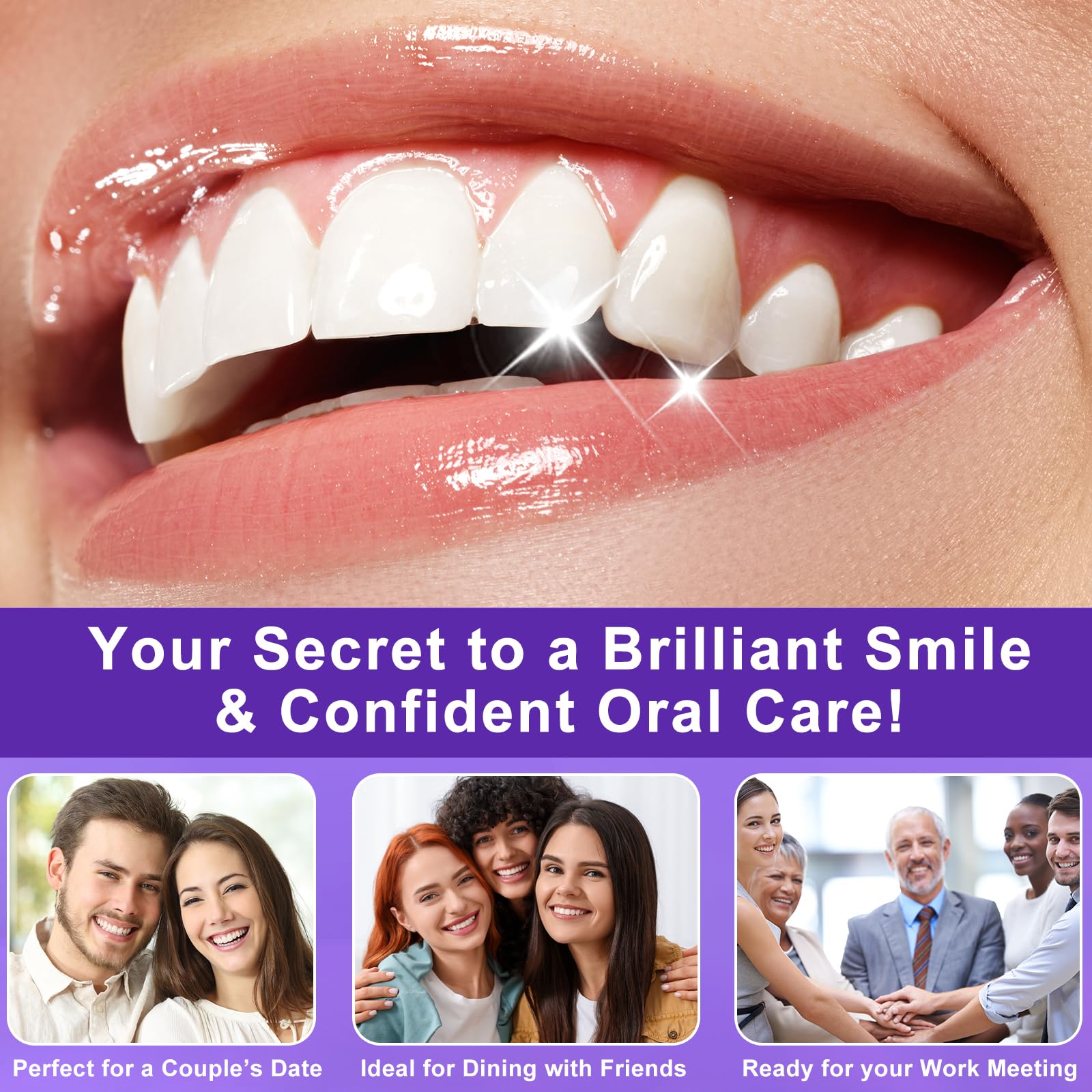 Strisce sbiancanti dei denti viola Strisce sbiancanti 14 trattamenti per smalto sicuro, Teeth Whitening Strips Dall'interno, At-Home Kit sbiancante - Sensitivity Free