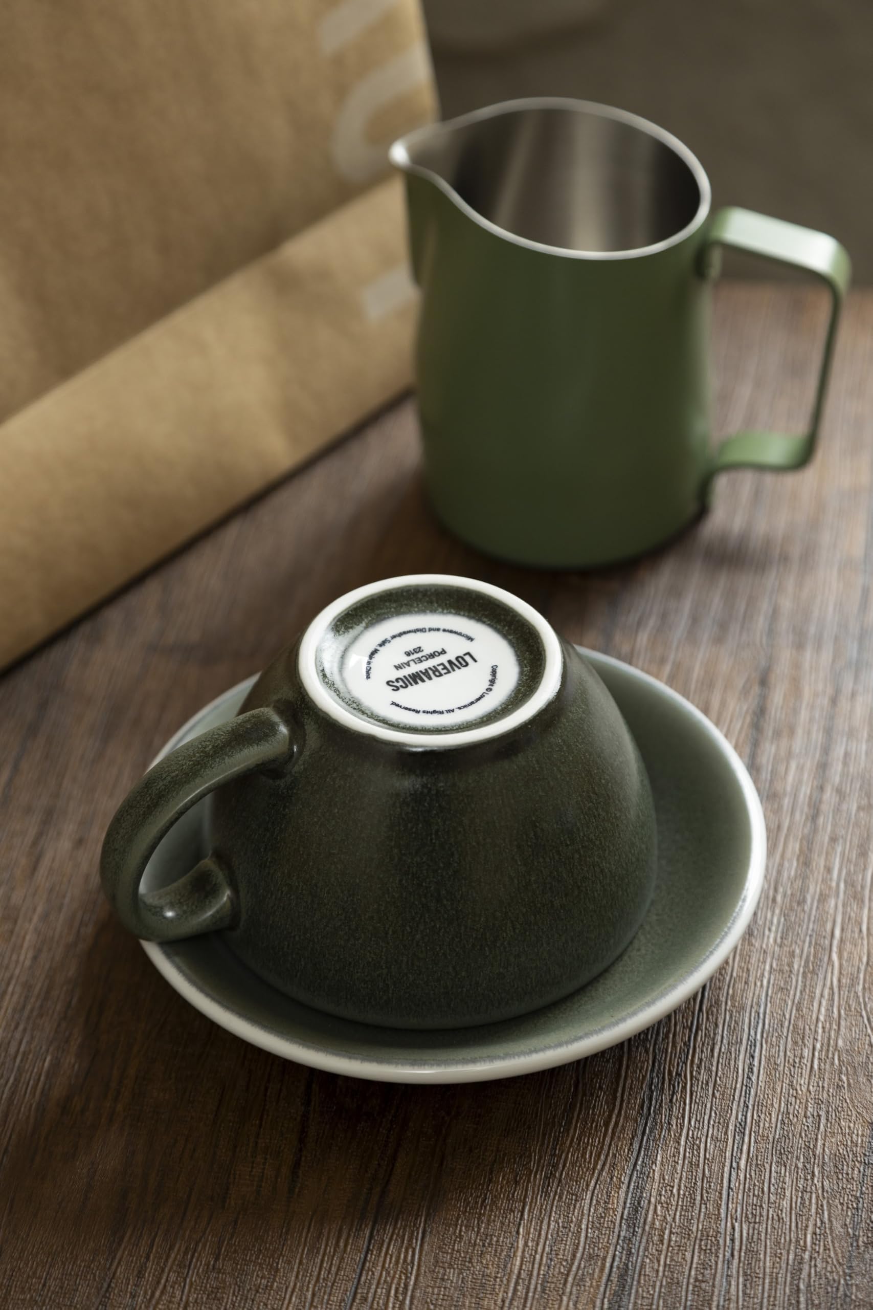 Loveramics Matowy kubek do cappuccino, ceramiczny kubek do latte z podstawką, zestaw kubków z kamionki o grubych ściankach, zestaw kubków Barista Latte do latte, cappuccino, herbaty - kolory mineralne