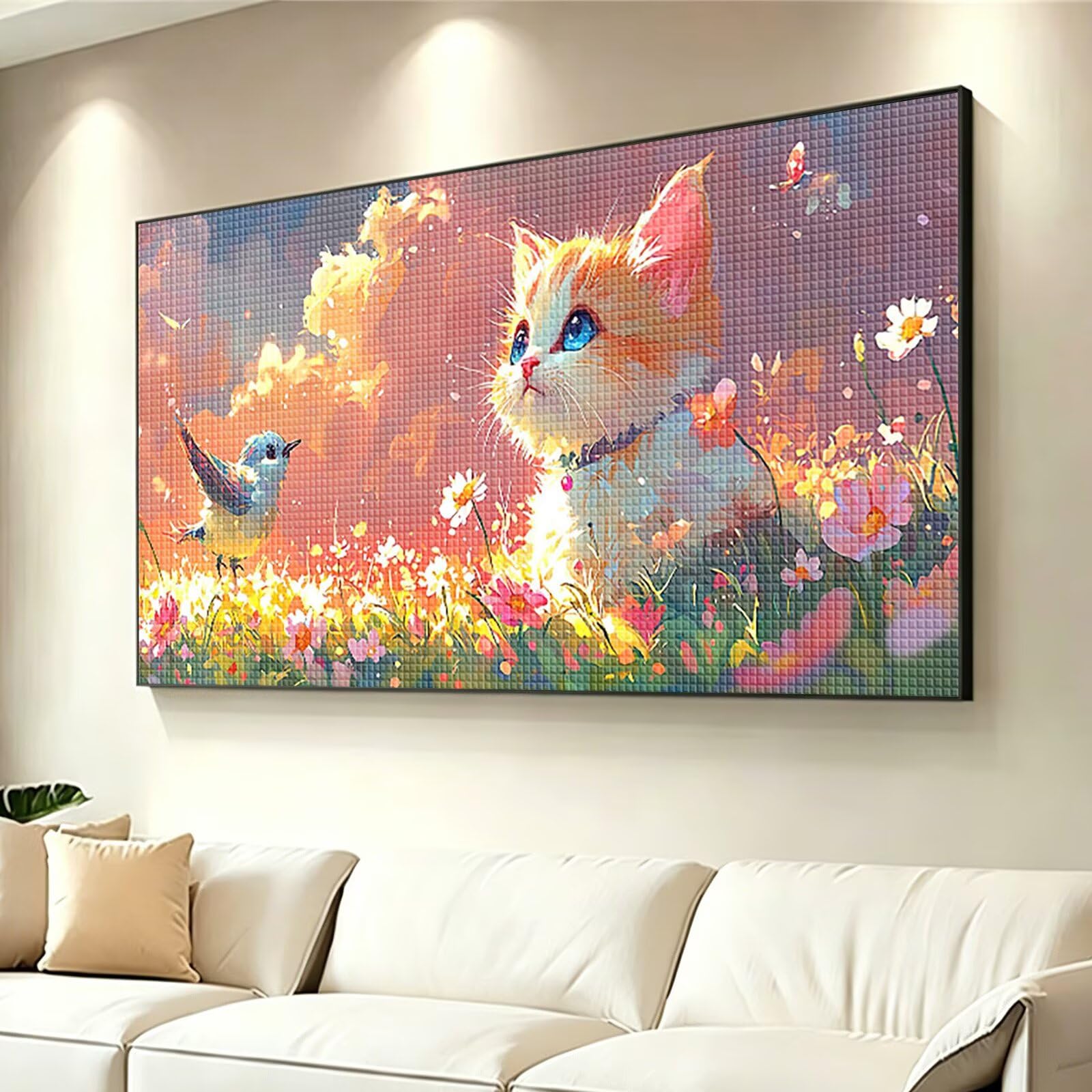 Diamond Painting Grande 180x90cm Gato Diamond Painting Adultos, DIY Animal Pintura de Diamante Manualidades Adultos, 5D Cuadrado Rhinestone Bordado Punto de Cruz para Home Decoration Regalo 0J-173