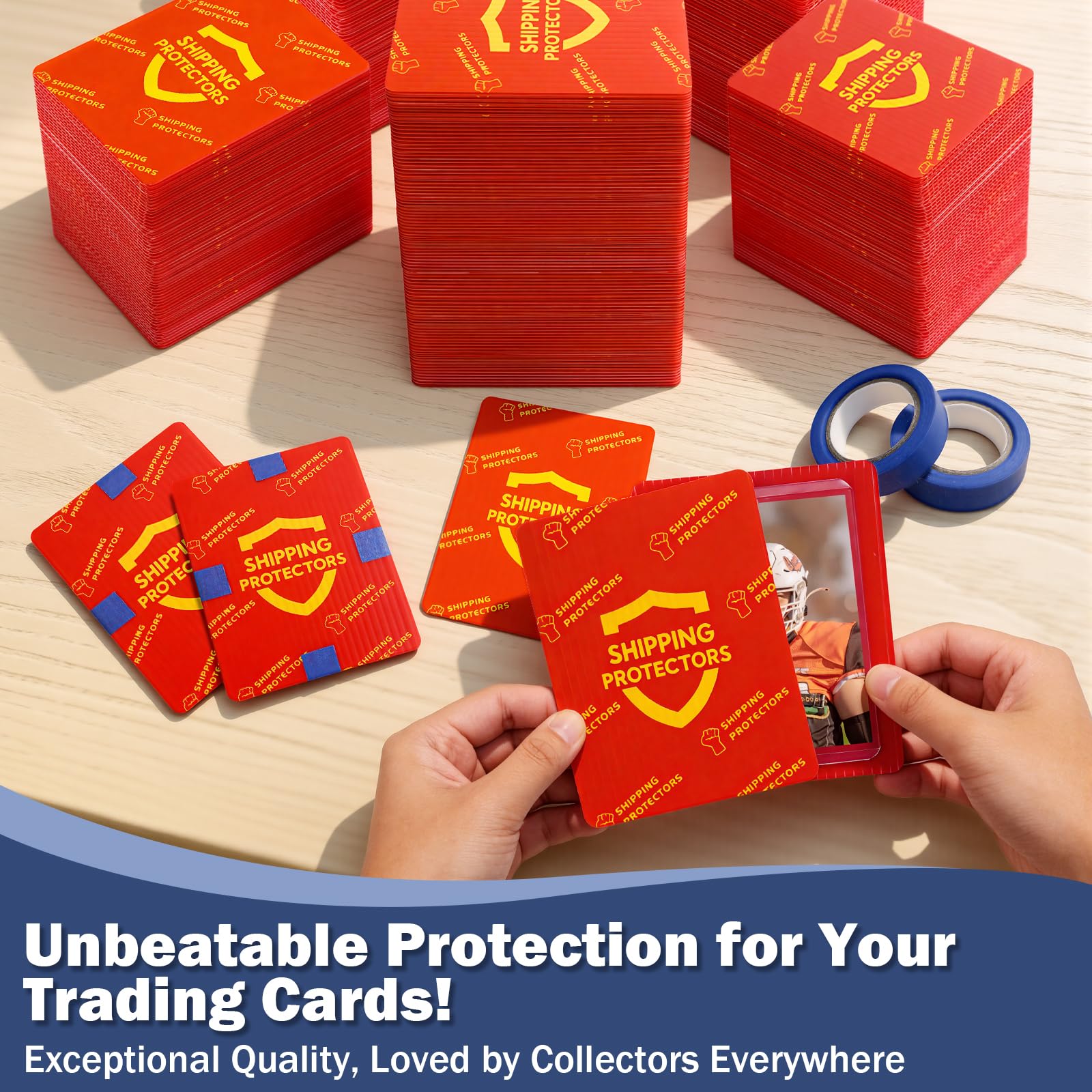 Lot de 510 protections d'expédition pour cartes à collectionner 8,9 x 11,4 cm avec 4 rouleaux de ruban adhésif, pochettes en plastique robuste pour expédition sûre, enveloppes prédécoupées
