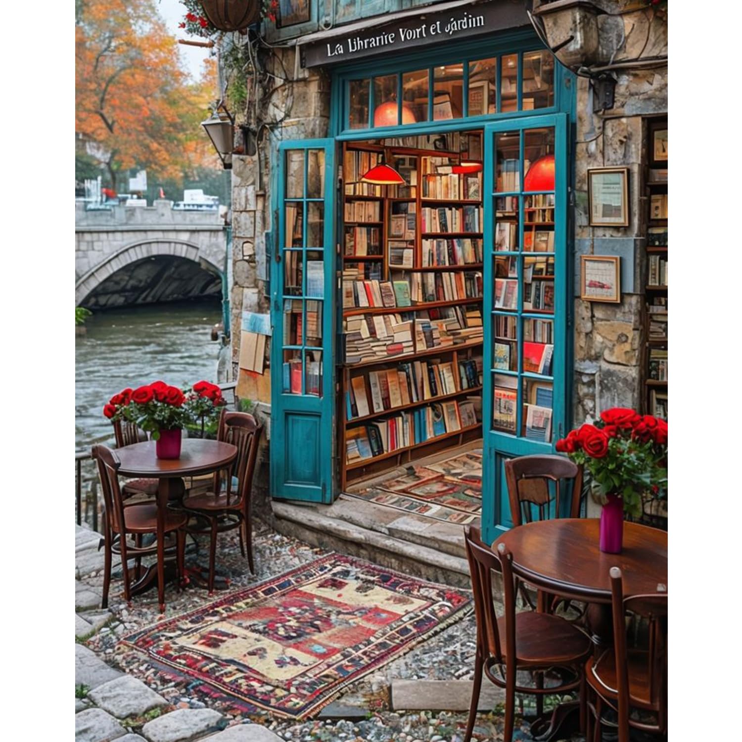 Amaieuin Bookstore Paint by Numbers for Adults,Bookshop Adult Paint by Numbers,Bookstore Painting by Numbers for Adults Home Decor Gifts 12x16in