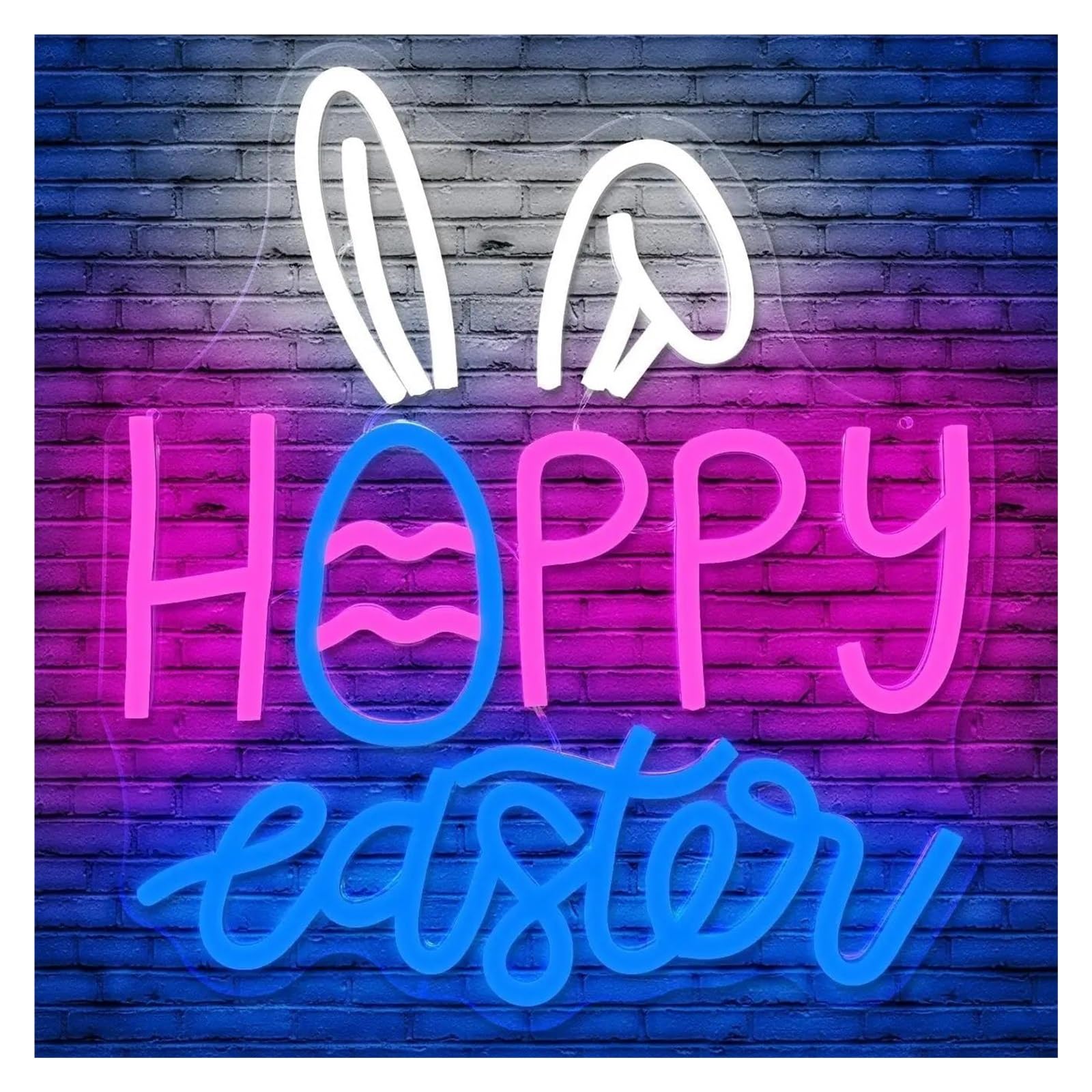 LEMST Sign Lamp Happy Easter Neon Sign Rabbit Light Dimmable USB Powered for Bedroom Living Room Holiday Party Wall Decor 28.44cmx31.49cm
