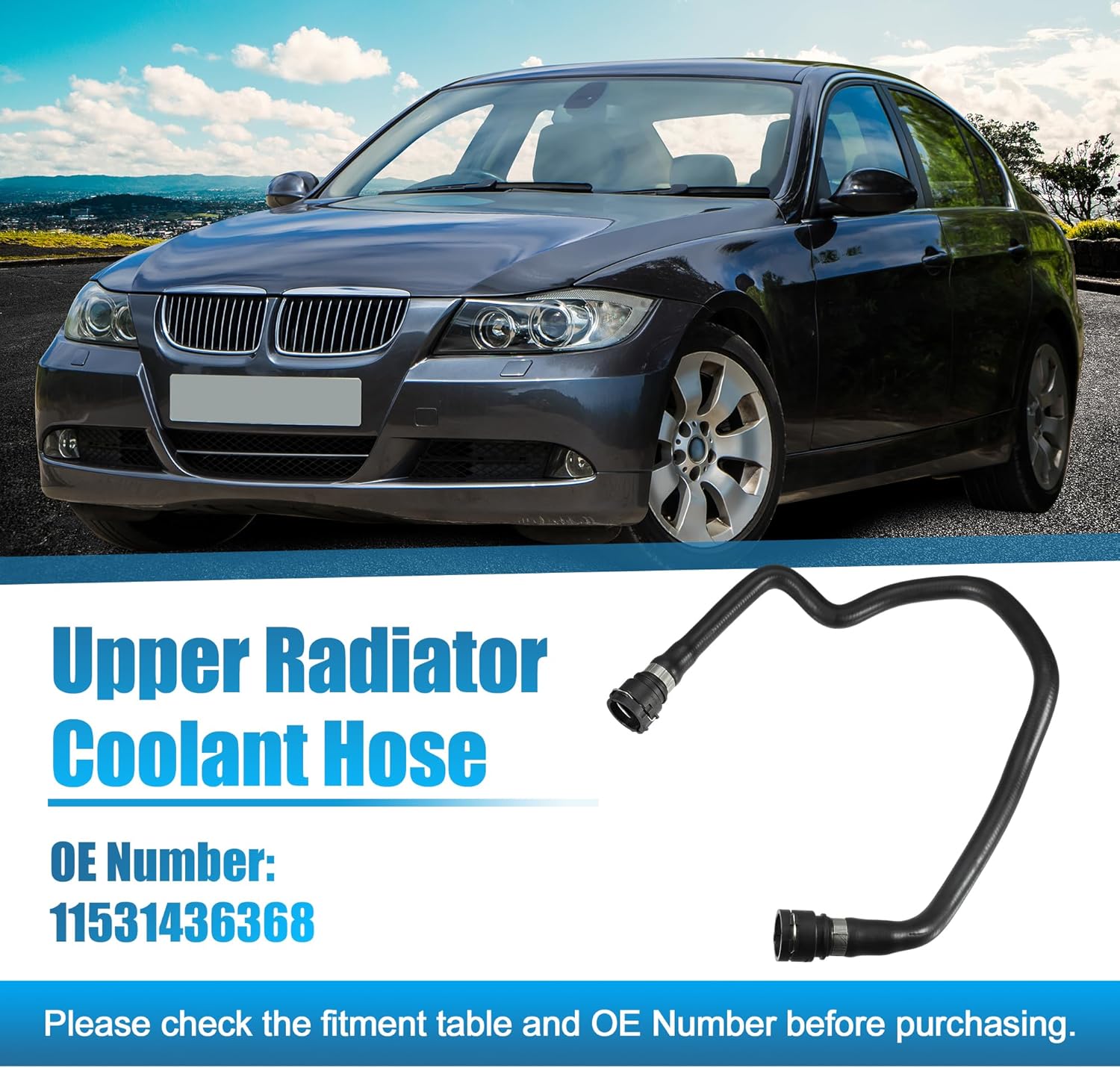 X AUTOHAUX Upper Radiator Coolant Hose for BMW 3 Series E46 1997-2002 No.11531436368