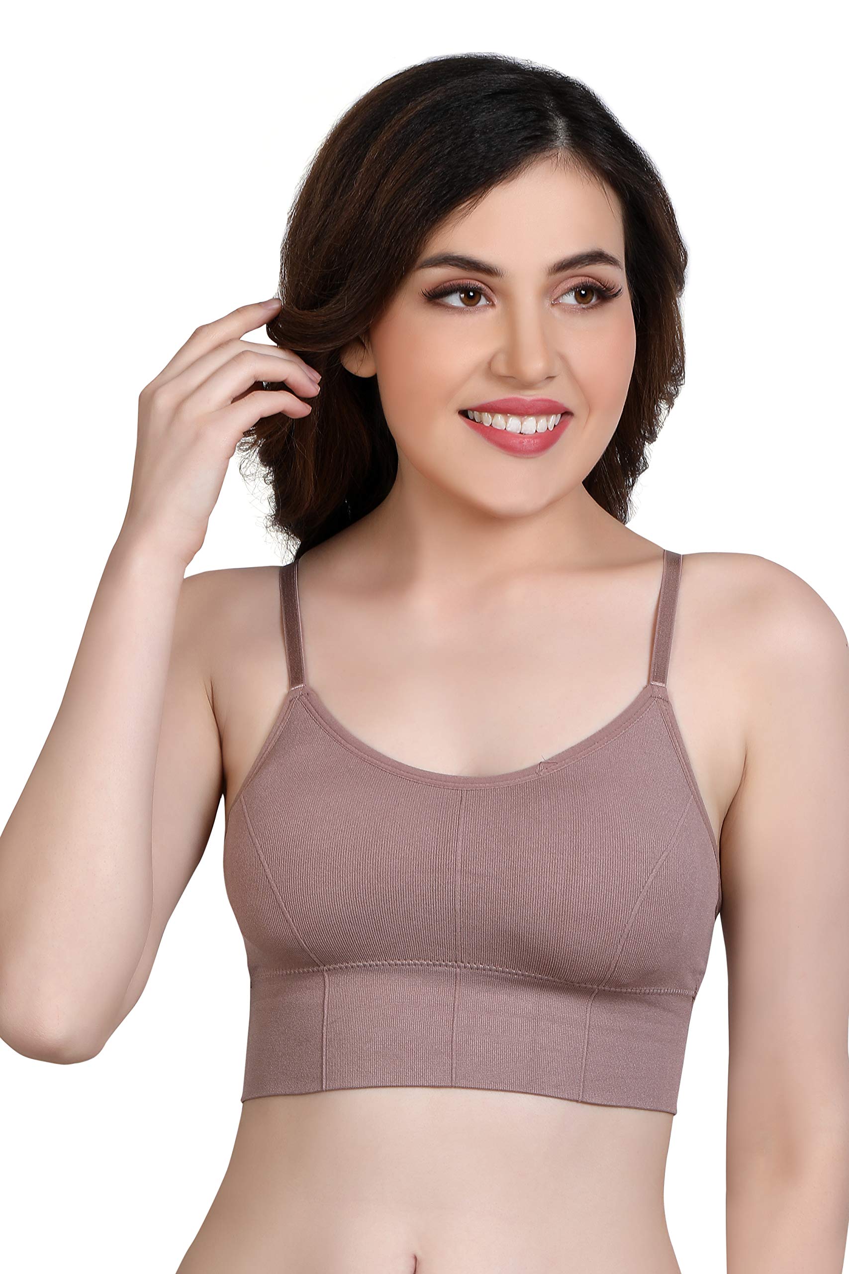 Women's Padded Seamless Sports Bra with Adjustable Straps And Removable Soft Cups for Gym,Yoga, Fitness, Free Size