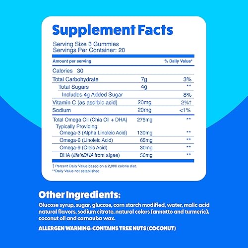 Miniatura 7 de Feel Great - Gomitas Omega y DHA para adultos Alternativa de aceite de pescado Omega 3 a base de plantas Vegetariana Vitamina C, chía y omega3