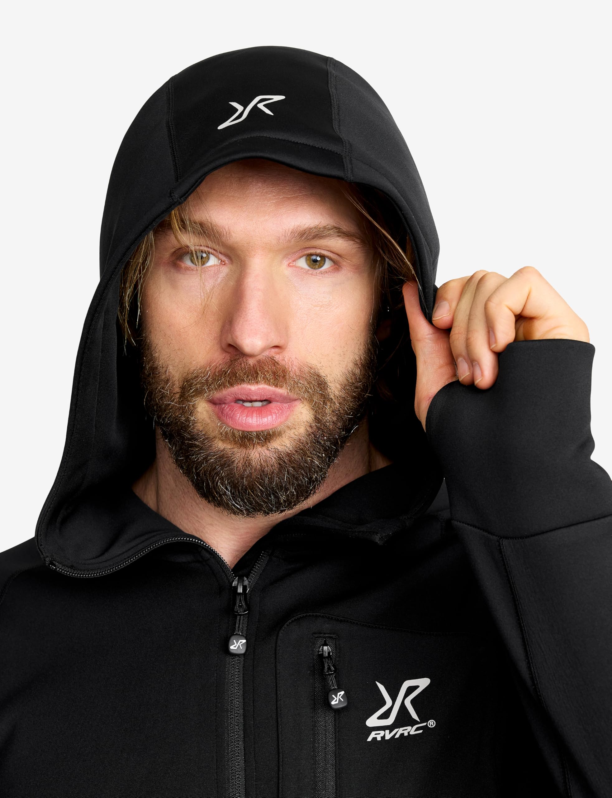RevolutionRace Evolution Stretch Fleece Hoodie Męska, Bluza z kapturem na zamek do wędrówek i aktywności na świeżym powietrzu