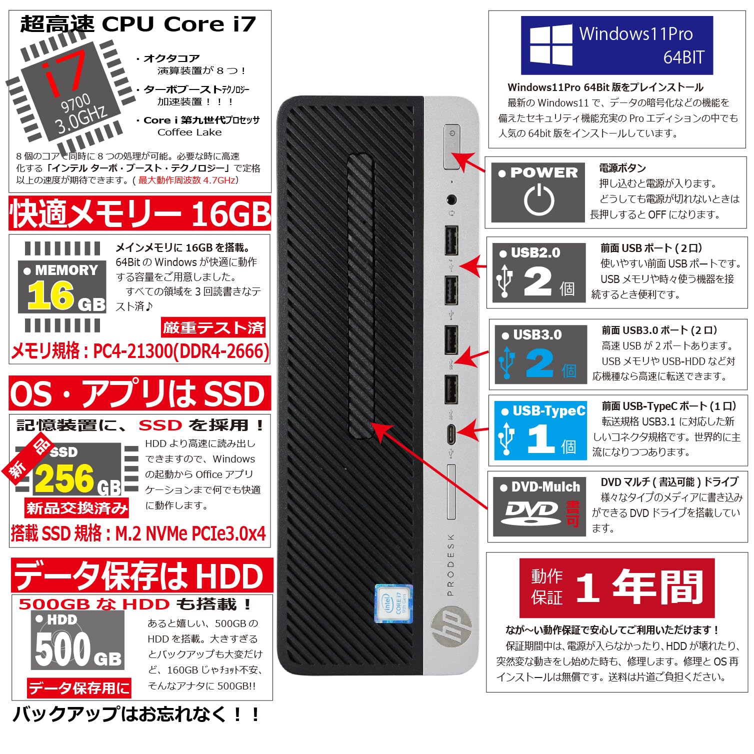 Amazon.co.jp: 中古パソコン HP ProDesk 600 G5 SFF Windows11 