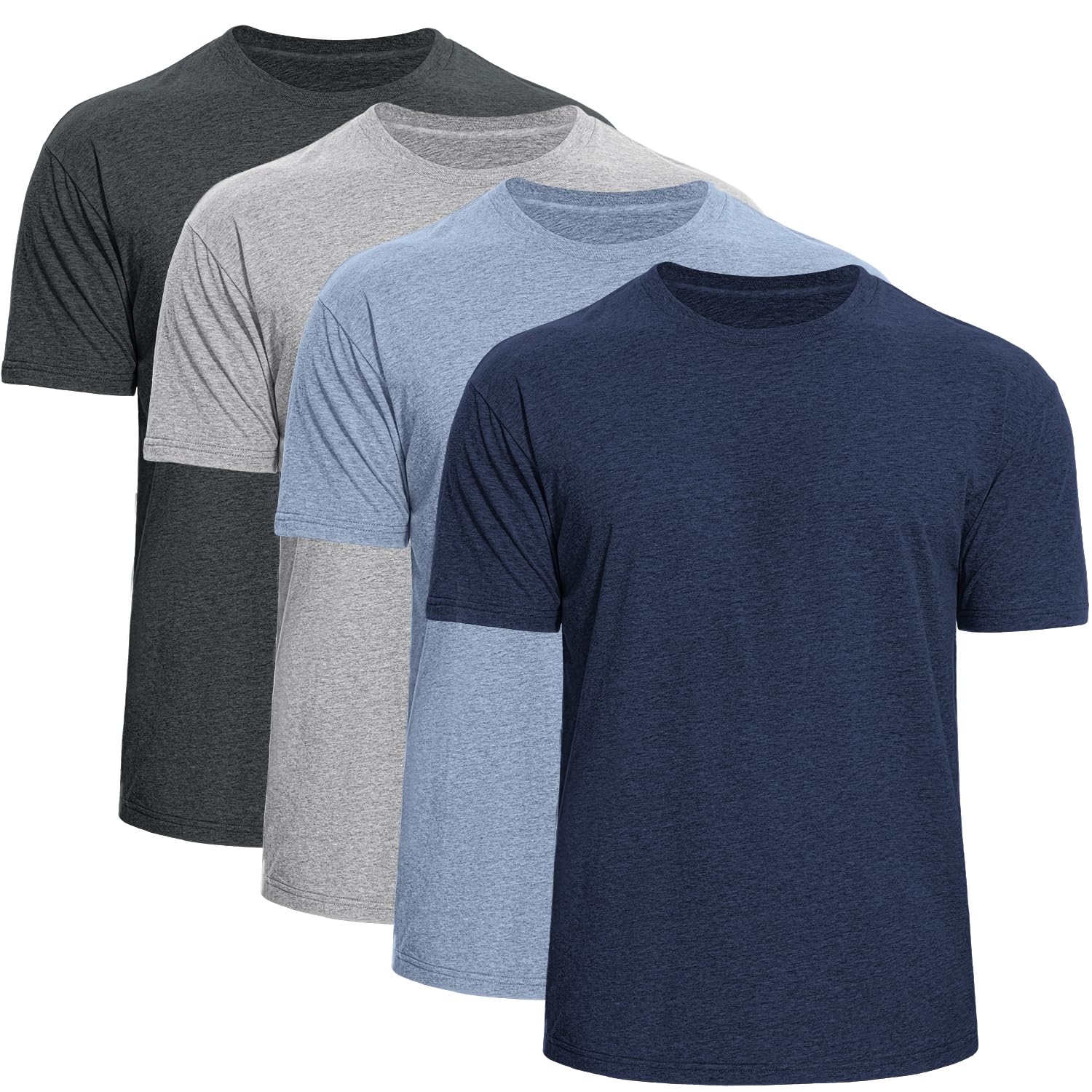 Men's Crew Neck T-Shirts 4-Pack - Soft Short Sleeve Basic Tees, Comfortable Classic Fit Jersey Shirts for Men